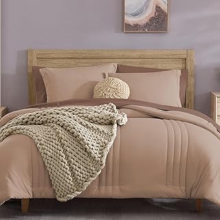 Monbix Queen Size Comforter Sets,Queen Bedding Set 7 Pieces, All Seasons Comforters,Fluffy Bed Set Warm Bed in A Bag Queen with Sheets(Rust Pink, Queen, 90'x90')