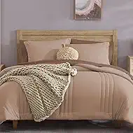 Monbix Queen Comforter Set - 7 Pieces Rust Pink Bed in a Bag Queen Bedding Sets with Comforters, All Seasons Comforter Bed Set with Sheets,Pillowcases & Shams