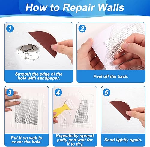 Miniatura 6 de Kit de reparación de paneles de yeso, kit de reparación de parches de paneles de yeso con masilla de reparación de pared blanca de 8.8 onzas,