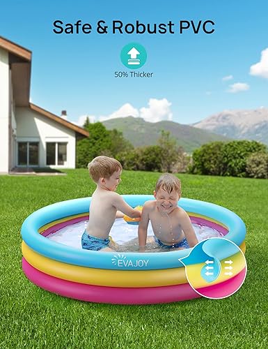 Vista 8 de EVAJOY - Centro de juegos inflable, piscina infantil con tobogán para niños, aspersor, tema de hielo y nieve con muñecas inflables, fácil