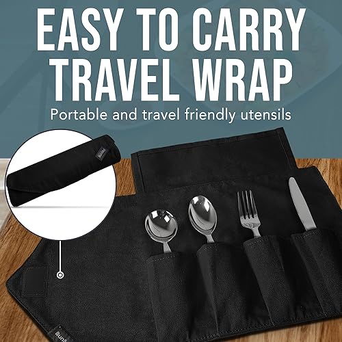 Vista 16 de BUNMO Utensilios adaptativos para ancianos, artritis, agarre débil, temblores y discapacitados, práctica bolsa de viaje, ligera de 3.35 onzas, acero