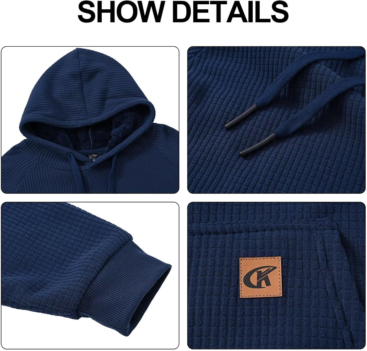 Yundobop Men's Heavy Pullover Hoodies Sherpa Fleece Lined Thick Winter Warm Hooded Sweatshirt with Kangaroo Pocket - Image 5