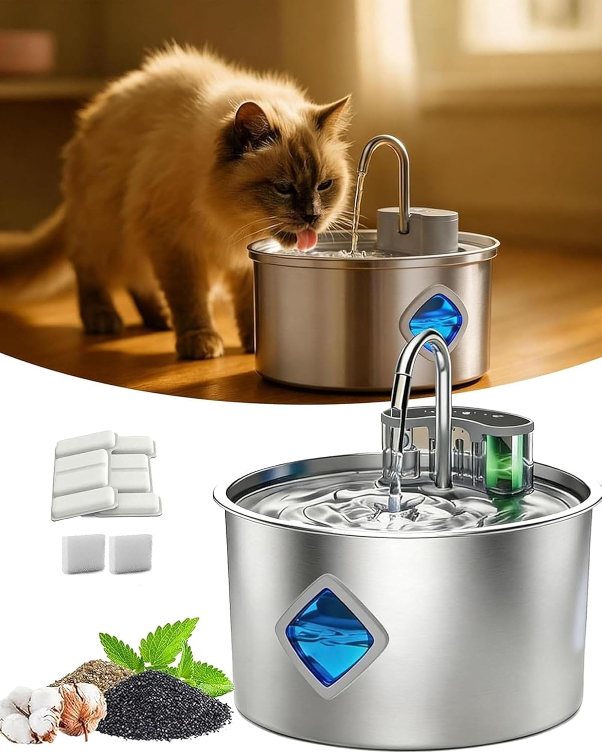 Vetiflow-Vetiflow Dog Water Bowl Filtered, 2026 New Wireless, Vetiflow Dog Bowl with Automatic Water Dispensing (Via Sensor), Quiet Pump, Fresh Drinking Fountain for Dogs Cats (+2+2 Filter)