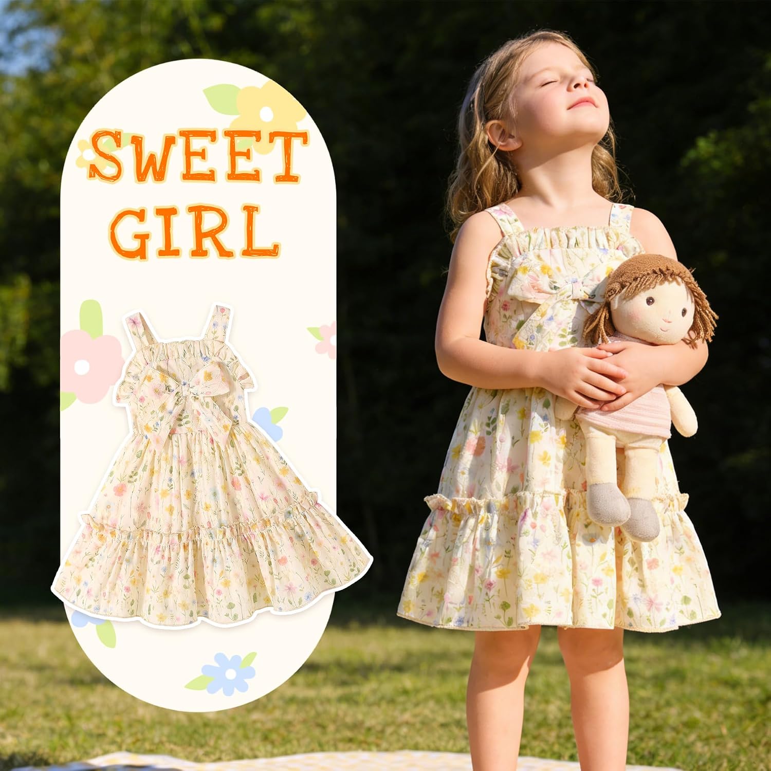HAPPYMA Toddler Dress Baby Girl Summer Clothes Bowknot Ruffle Sleeveless Long Sundress Princess Party Outfits