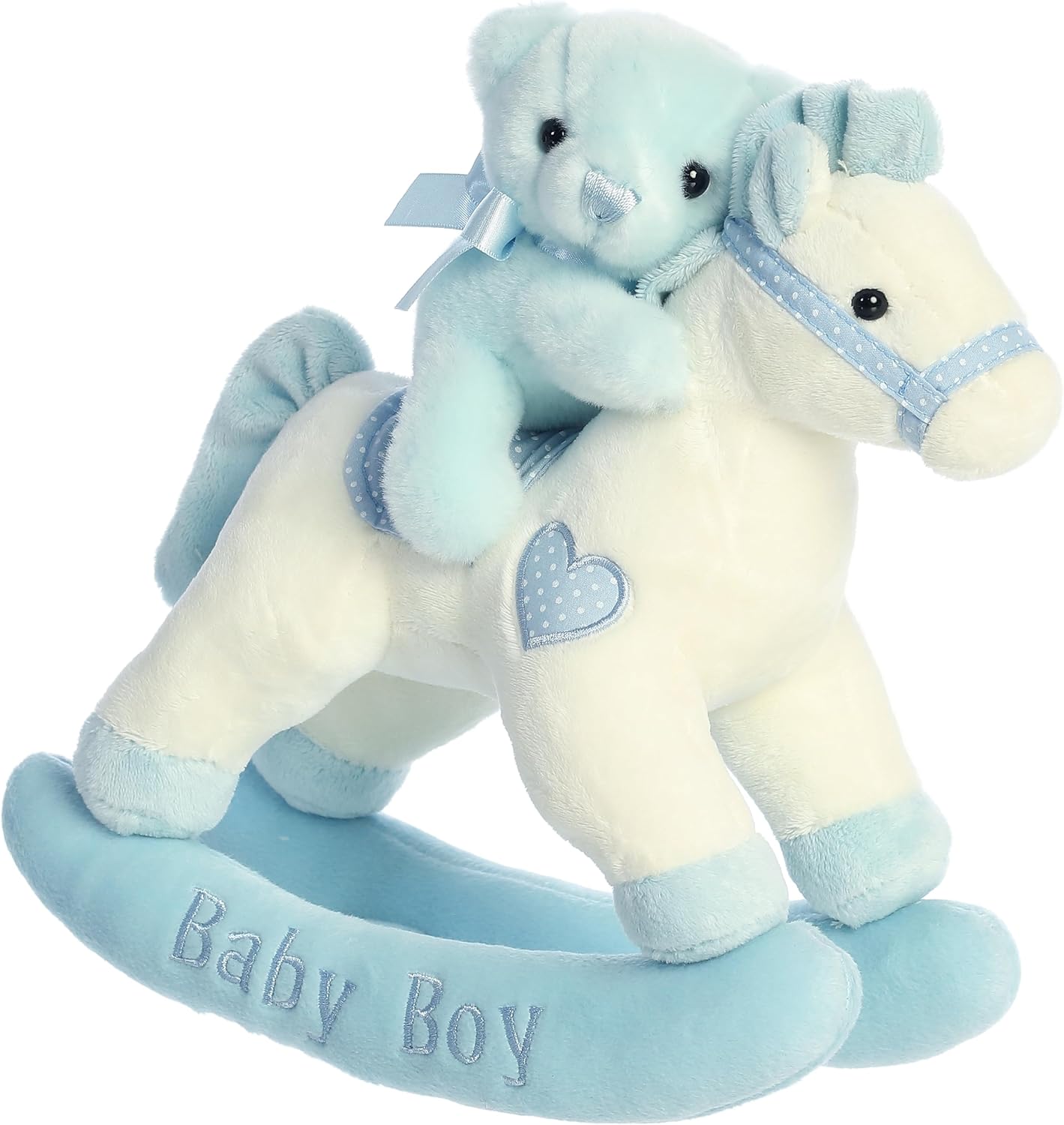 Aurora® Melodious Musicals! Baby Boy Rocking Horse™ Baby Stuffed Animal - Musical Entertainment - Engaging Play - Blue 11 Inches