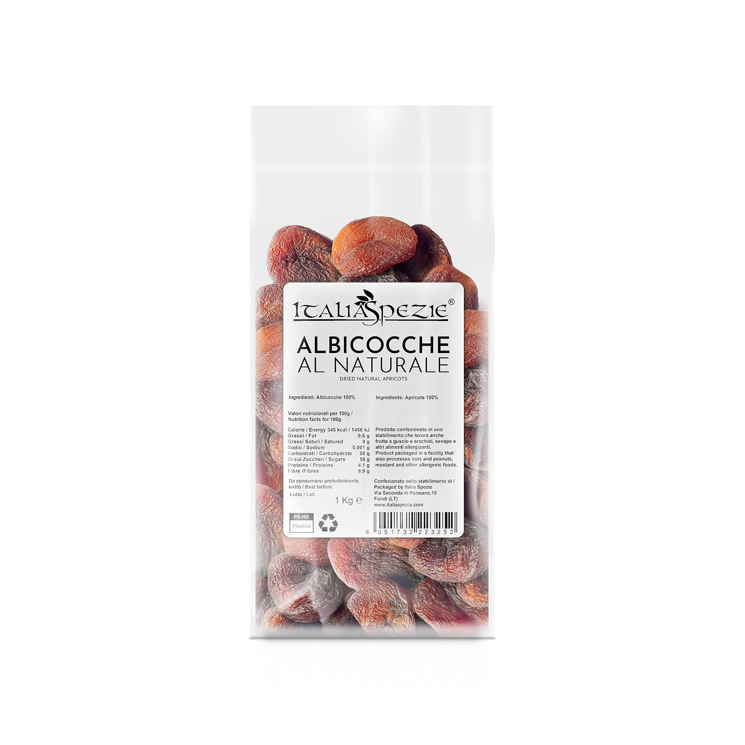 ITALIA SPEZIE - Albicocche secche al naturale Denocciolate Disidratate Intere Naturali senza zucchero e senza additivi