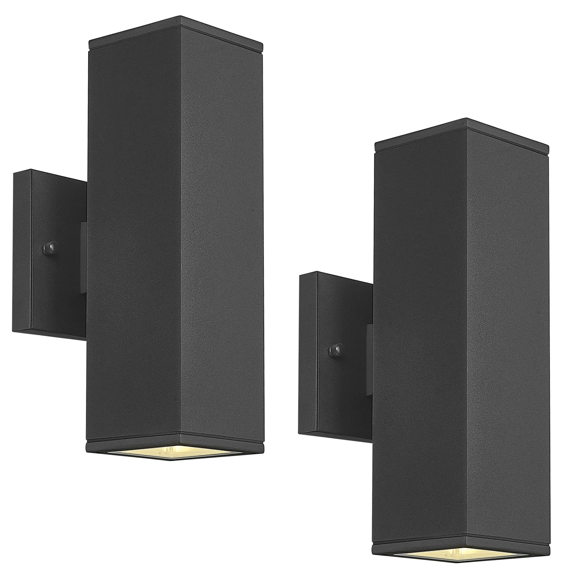 Ken & Ricky Outdoor Wall Lights, Modern Exterior Lighting Fixtures, Aluminum Front Porch Light, Black Outdoor Wall Sconce with Glass Cover, KR3324-W-2PK