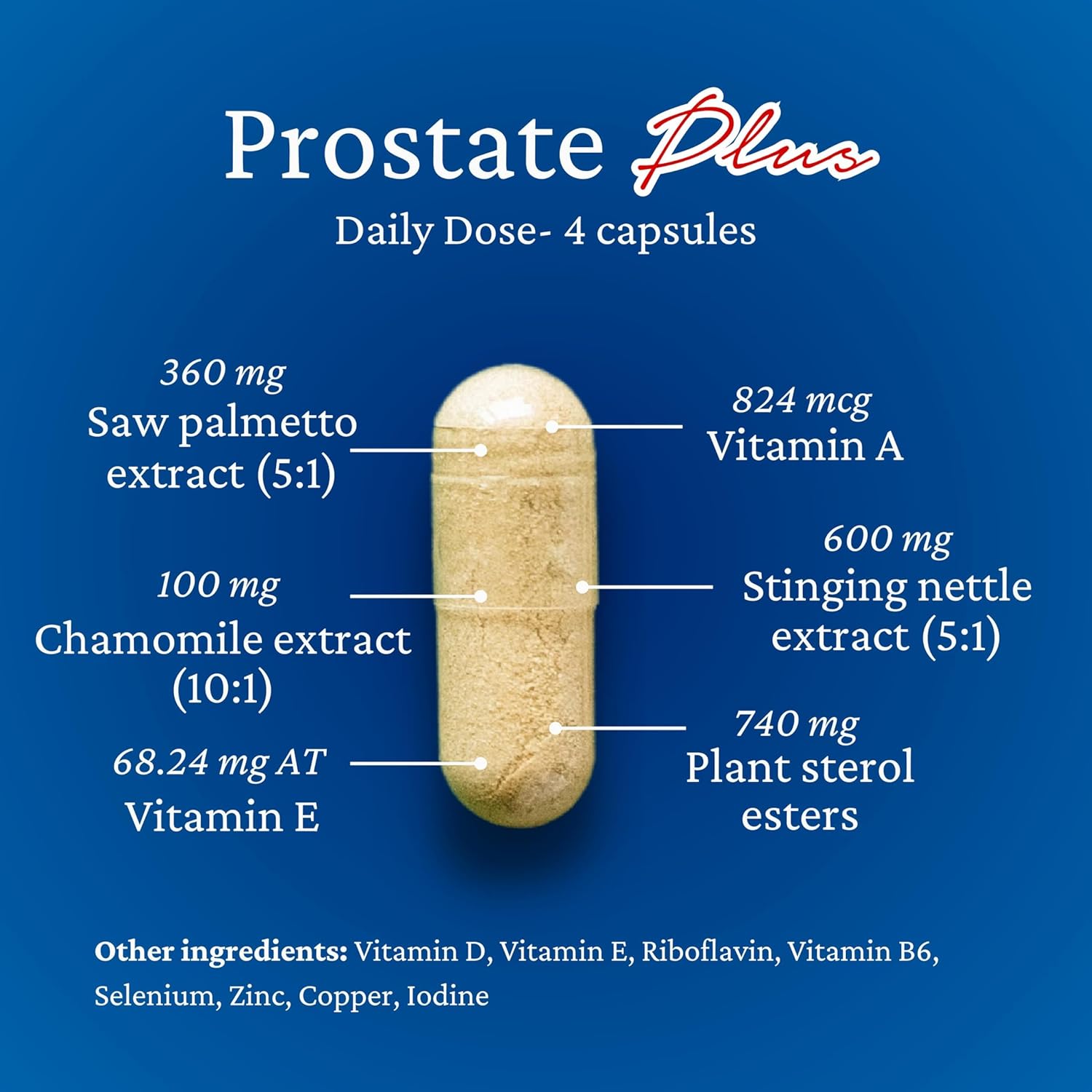 Prostate Plus Supplement for Men - Prostate Health Supplement for Night Time & Daytime Urination - Saw Palmetto for Men - Stinging Nettle Root Extract Capsules with Chamomile - 120 Capsules, 1 Pack - Image 3