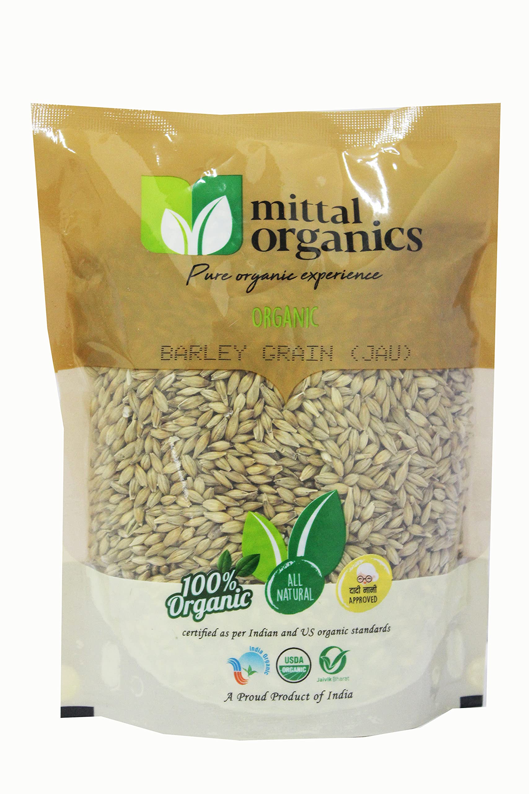 Mittal Organics Organic Barley Whole Grain (Jau) – 900g x 2 Pack | High Fiber & Protein | 100% Natural, Vegan & Preservative-Free | Healthy Whole Grain Superfood for Porridge, Khichdi & Salads