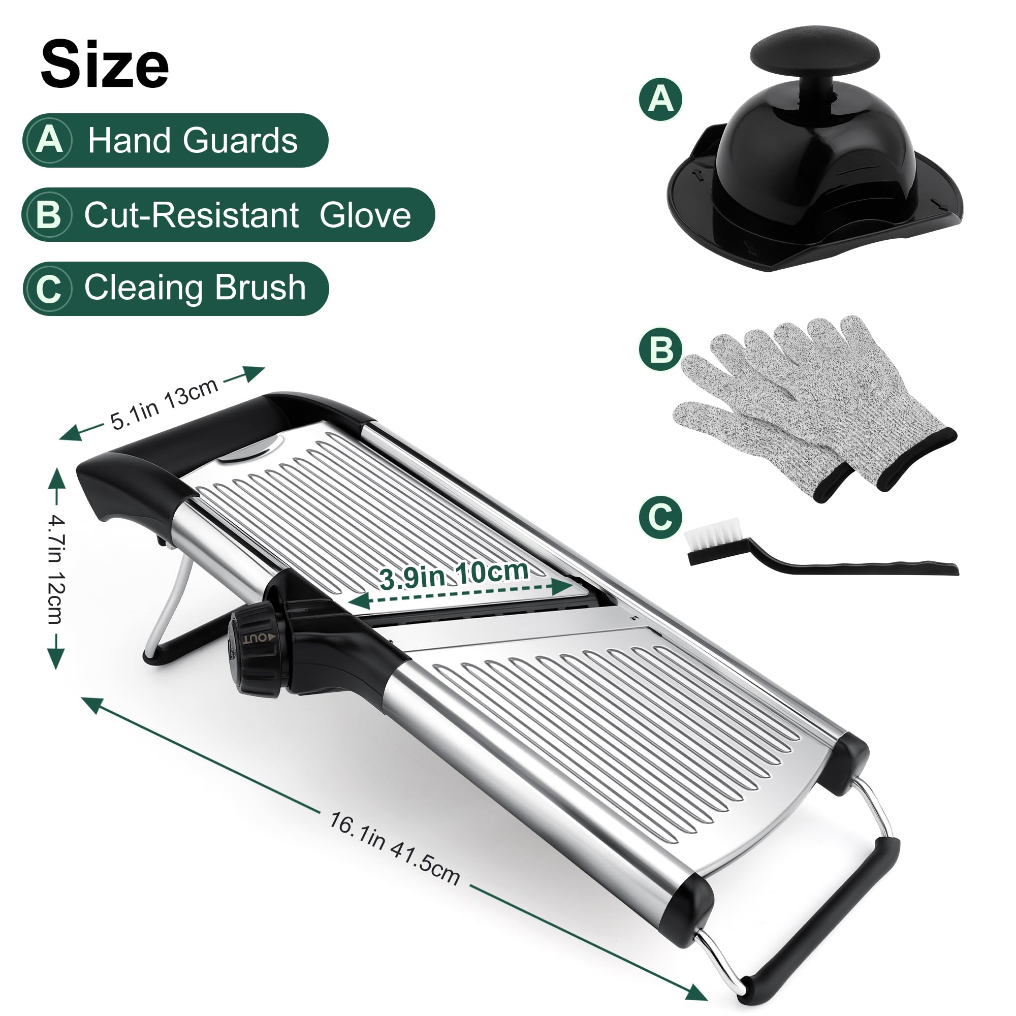 Mandoline Slicer for Kitchen, Adjustable mandoline food slicer, Stainless Steel vegetable slicer with Cut-Resistant Gloves - Image 2