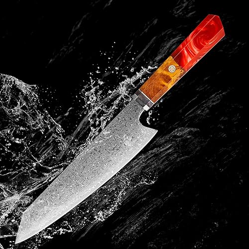 Miniatura 8 de XT XITUO Kiritsuke - Cuchillo de chef de 8 pulgadas, cuchillos de cocina japoneses VG10 de acero Damasco, cuchillo de corte de carne y sushi con