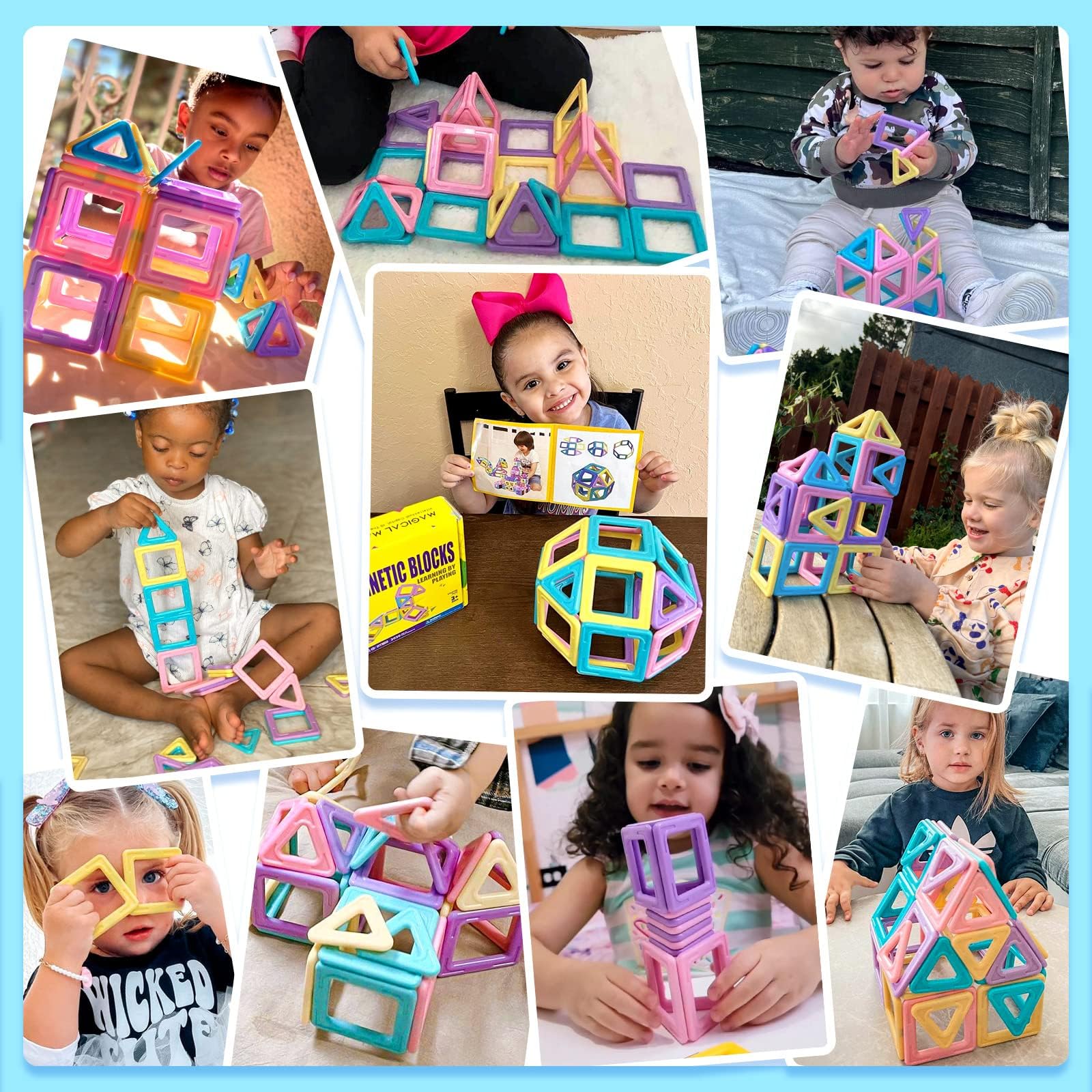 Magnetic Tiles Building Toys for 3 4 5 6 7 Year Old Girls Birthday Gifts，Magnetic Blocks Building STEM Educational Learning Toddler Magnets Toys for Boys Girls 3-5 4-6 5-7
