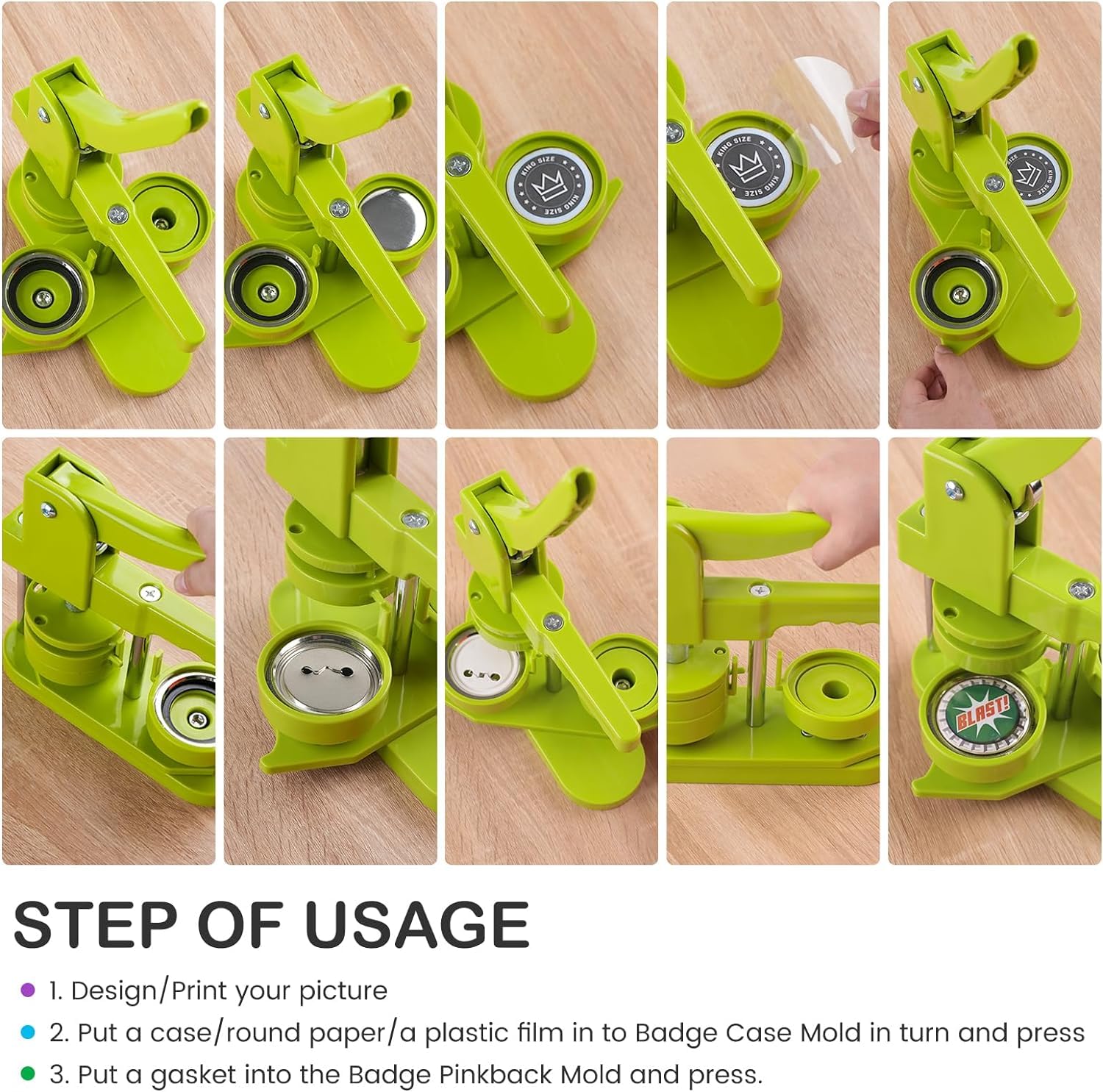 200 accesorios para hacer botones en blanco para máquina de hacer botones, 58 mm, pin redondo para insignia, parte trasera de plástico, lámina transparente y papel en blanco, 58 mm