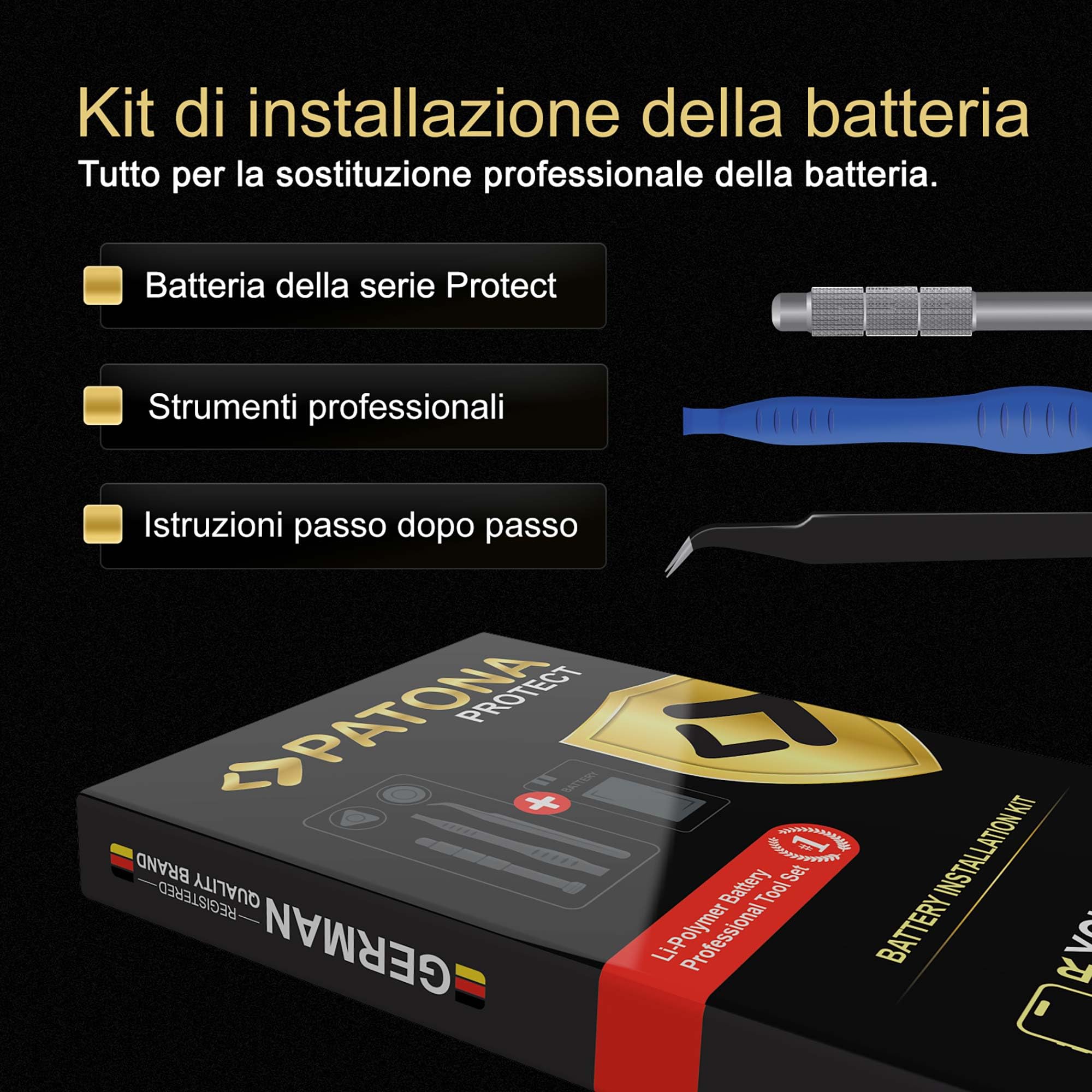 PATONA PROTECT Batteria ricambio per Samsung Galaxy S10 EB-BG973ABU Smartphone – 3400mAh Li-Polymer con Sensore NTC, Protezione Sovraccarico e Scarica, con Kit Installazione