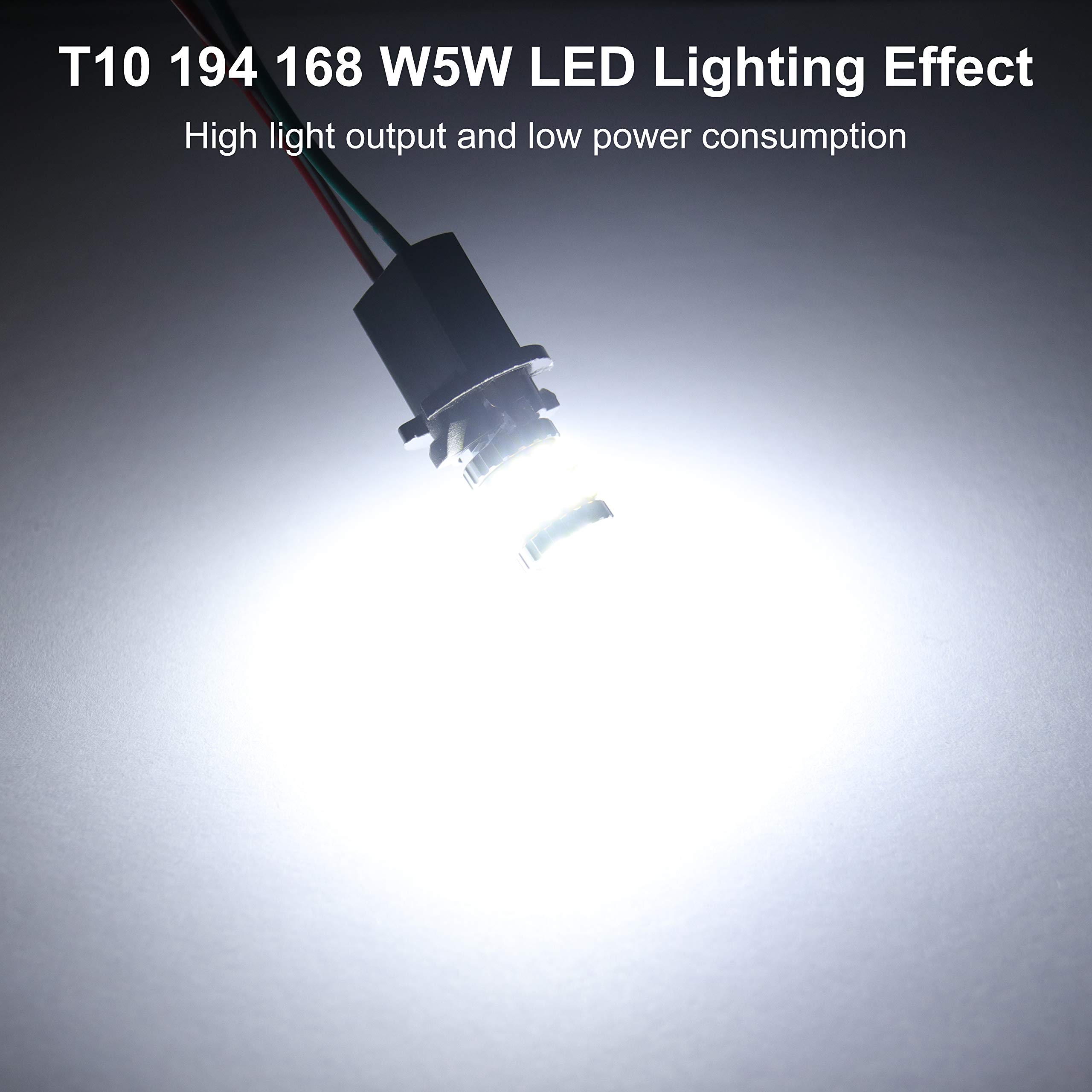 QAUBEN T10 LED Bulbs 6000K White 3014 Chipsets T10 W5W 168 2825 LED Replacement Bulbs for License Plate Side Marker Lights Dome Map Door Courtesy Lights 12-24V (Pack of 4)