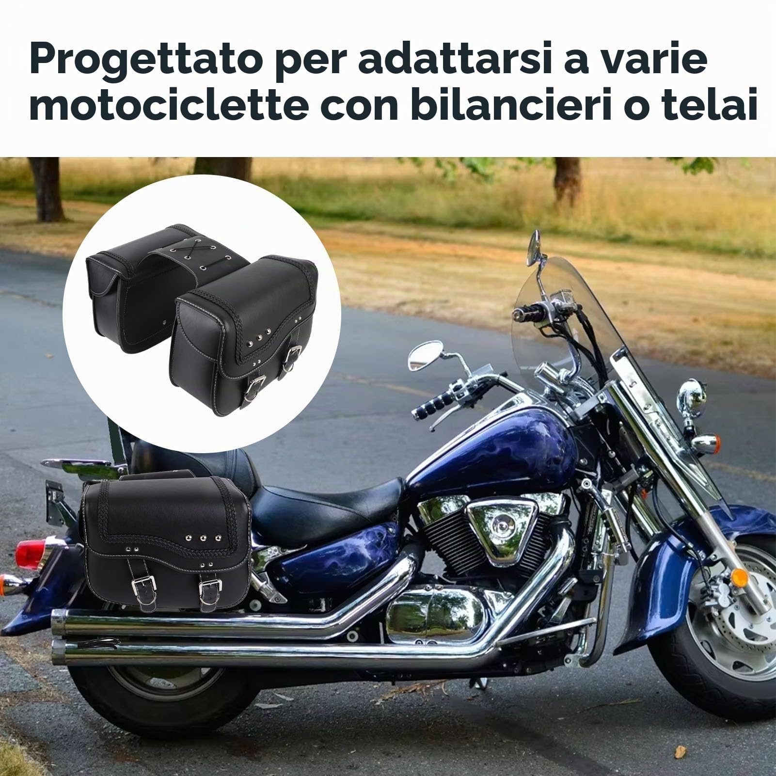 Borse laterali moto, borse laterali attrezzi laterali moto pelle PU 30 litri, borsa bagagli ciclismo, impermeabili, borse laterali inclinate, borse laterali fibbie a sgancio rapido