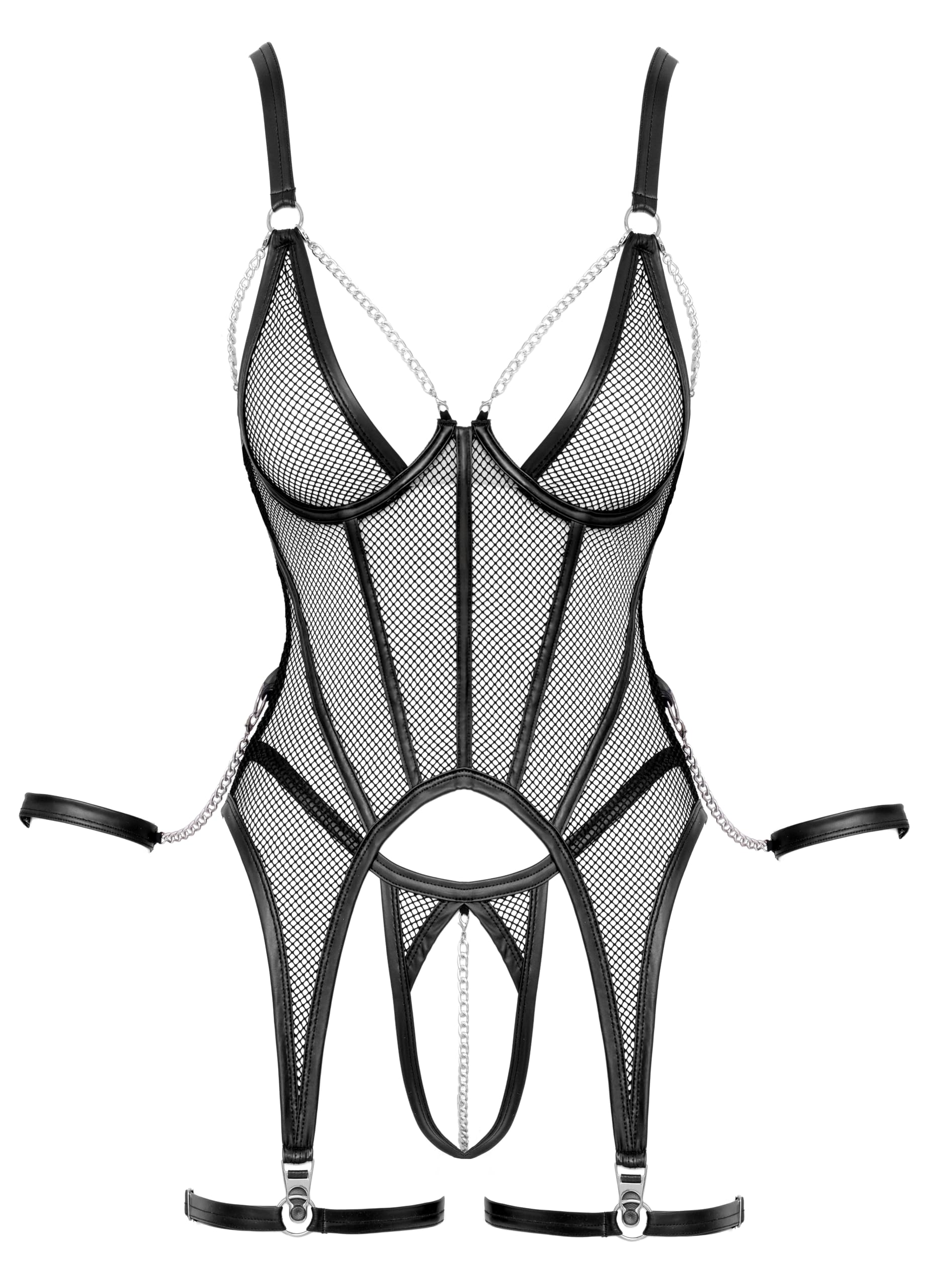 COTTELLI ORION Strapshemd Netz-Set, Mattlook, String ouvert, schwarz