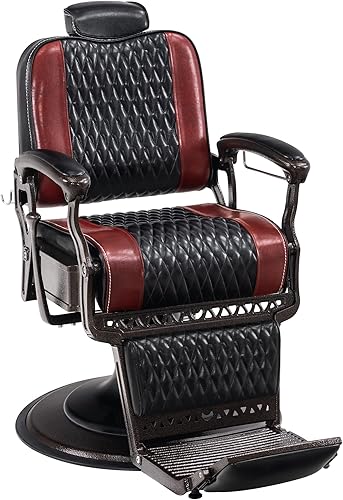 BarberPub Silla de peluquería vintage de metal resistente, bomba hidráulica reclinable multiusos, silla de spa de belleza, equipo de peinado del