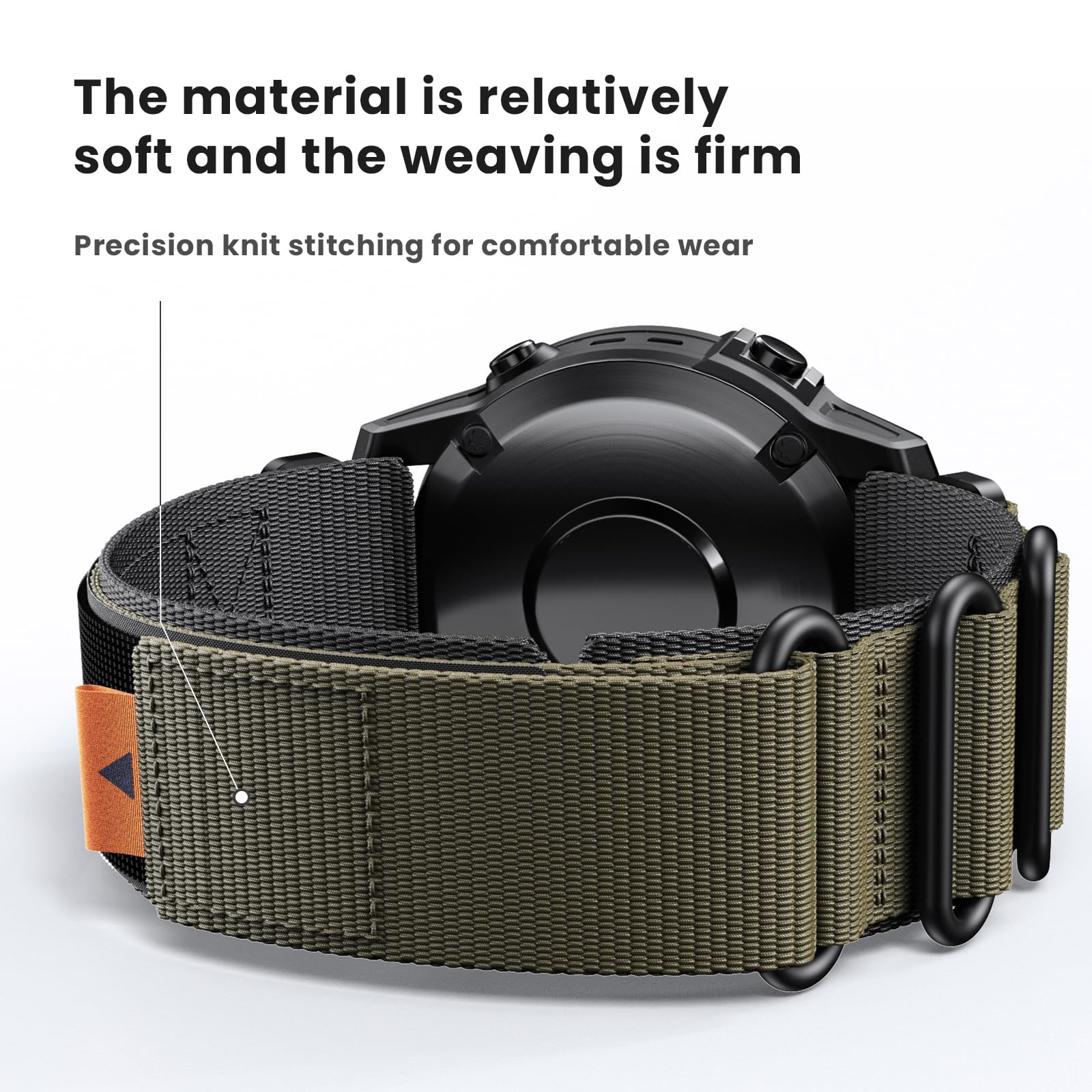 ANCOOL for Fenix 7 Band/Fenix 6 Pro band/Fenix 5 Watch Band 22mm Nylon Watch Band Replacement for Fenix 7 Pro/Forerunner 965/955/945(Black/Army Green)