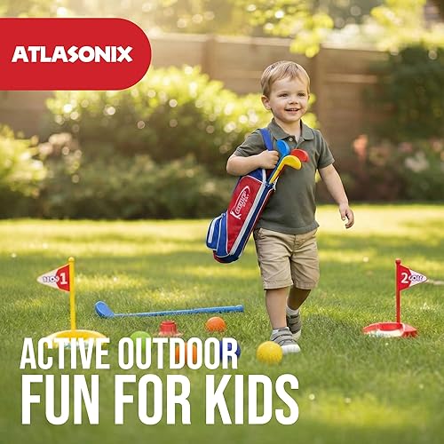 Miniatura 2 de Atlasonix Palos de golf para niños pequeños, juego de golf para niños pequeños, juguetes para niños (incluye carrito de golf y guantes originales