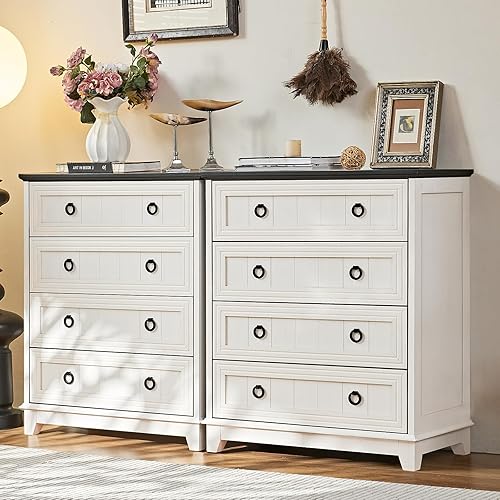 Miniatura 61 de Cómoda rústica de 5 cajones para dormitorio, cómoda pequeña de 33.2 pulgadas de alto y cómoda, cómoda de madera rústica con mango de metal, Conjunto