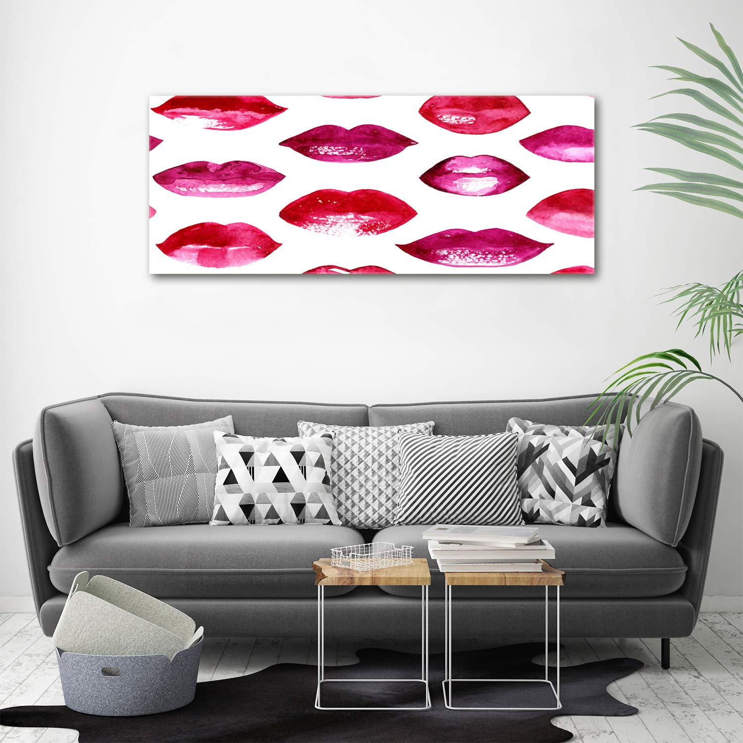 Tulup Tirages sur toile - art mural - tirages sur toile - thème d'image - 125x50 cm - Divers - Rouge - Lèvres Rouges