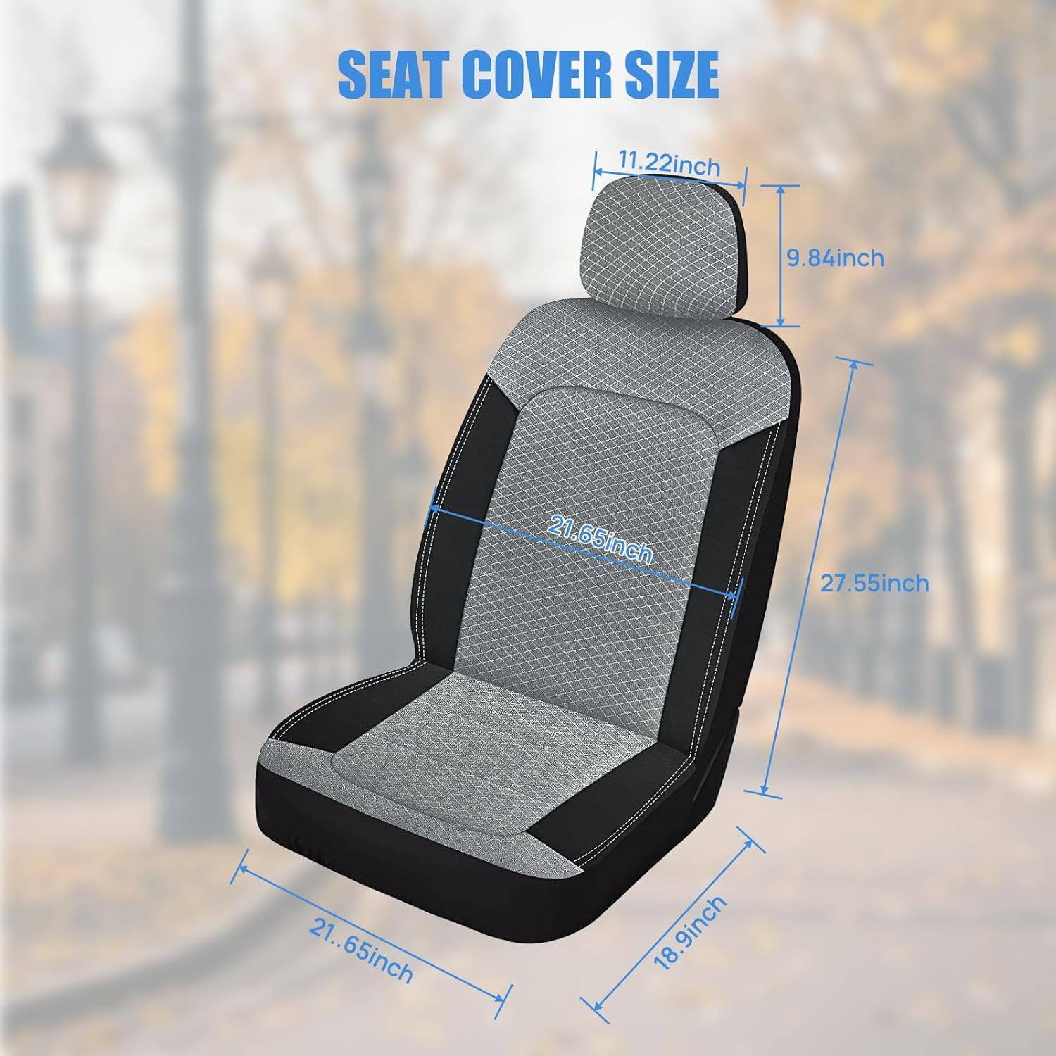 Nilight Car Seat Cover 2PCS Black Grey Breathable Mesh Interior Covers with Removable Headrest Airbag Compatible Universal for Cars Truck and SUV Front Seats