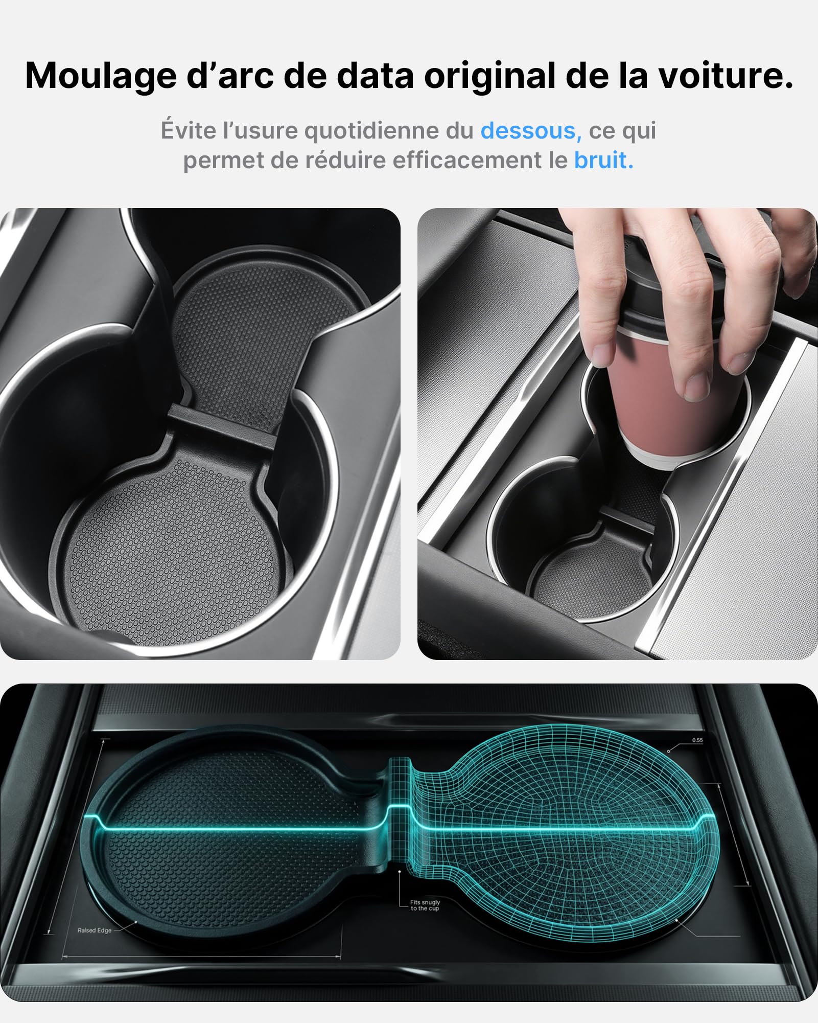 4 Plateaux Organisateurs Console Centrale pour Tesla Model 3 Highland 2024-2026 & Model y Juniper 2025-2026 (Premium/Performance), Boîte Magnétique Cachée Antidérapant Sans Outils