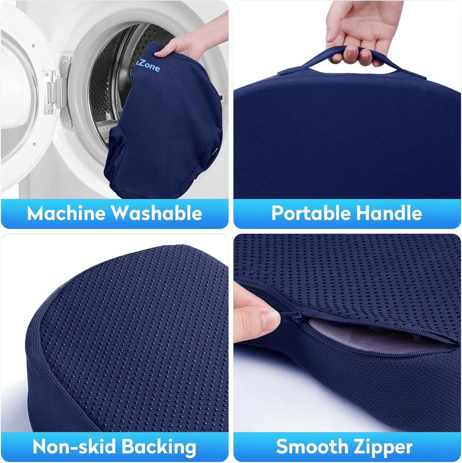 Office Chair Cushions, Memory Foam Coccyx Cushion for Tailbone Pain Office Chair Car Seat, Sciatica, Coccyx, Lower Back Pain Relief (Blue) - Image 8