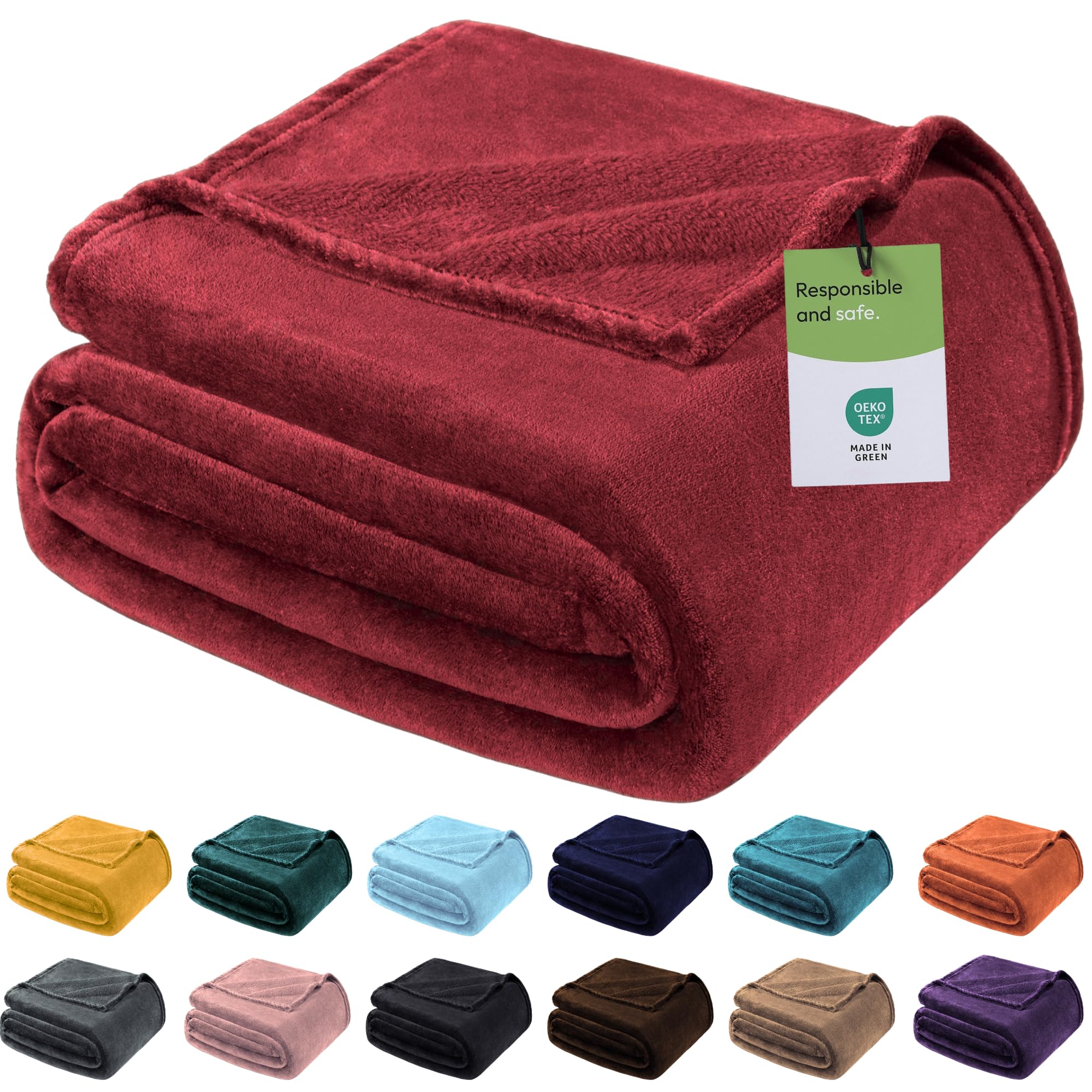 Bedlooms Burgundy Fleece Blanket Double 150X200 Cm, Blankets Throws For Sofa