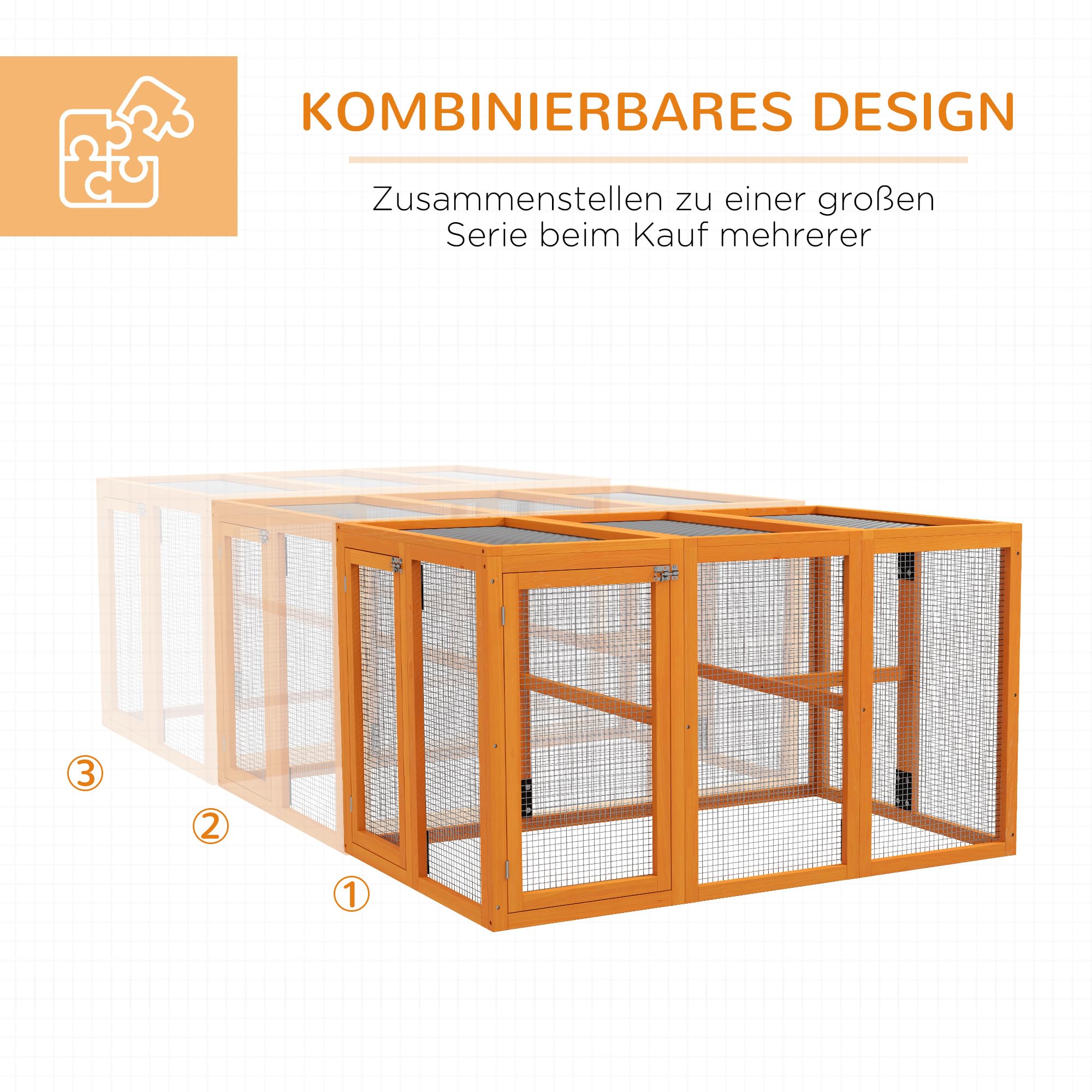 PawHut Hühnerstall Freilaufgehege für Hühner 140 x 84,5 x 80,5 cm Orange