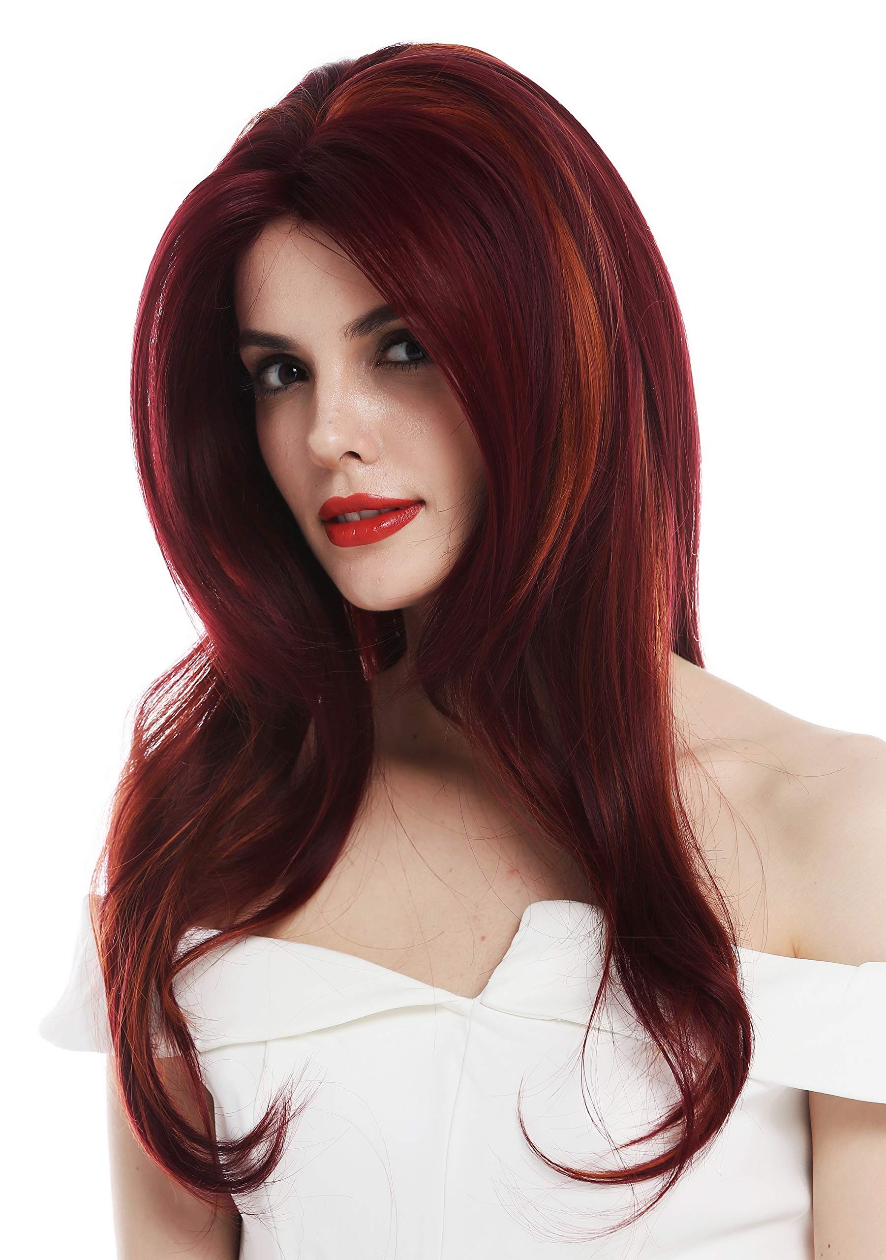 WIG ME UP - TYM-922-LF-BUGH119 wig women's wig lace front long sleek layered Bordeaux copper orange red highlights