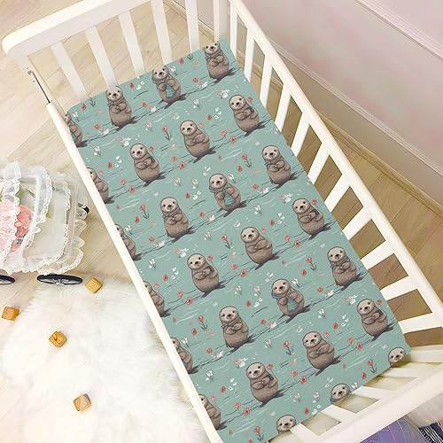 Miniatura 6 de Sábanas ajustables para cuna, lindas nutrias marinas para cuna de bebé para niño y niña, sábanas para colchón de niños pequeños 21216812