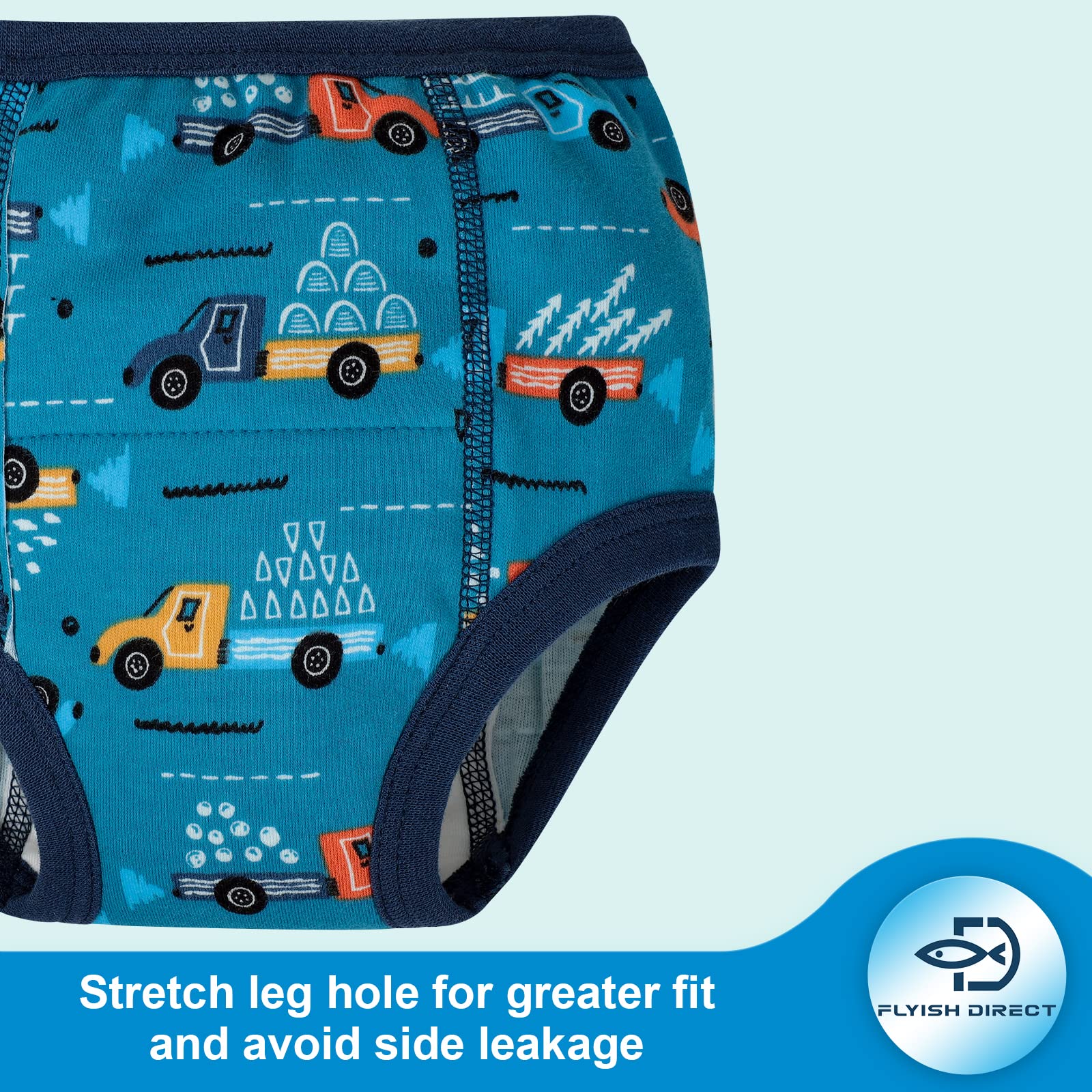 FLYISH DIRECT Pantalones de Entrenamiento para IR al baño para bebés para Entrenamiento para IR al baño, Pantalones de Entrenamiento para niños con Estructura de 6 Capas, Suaves y cómodos, Coche