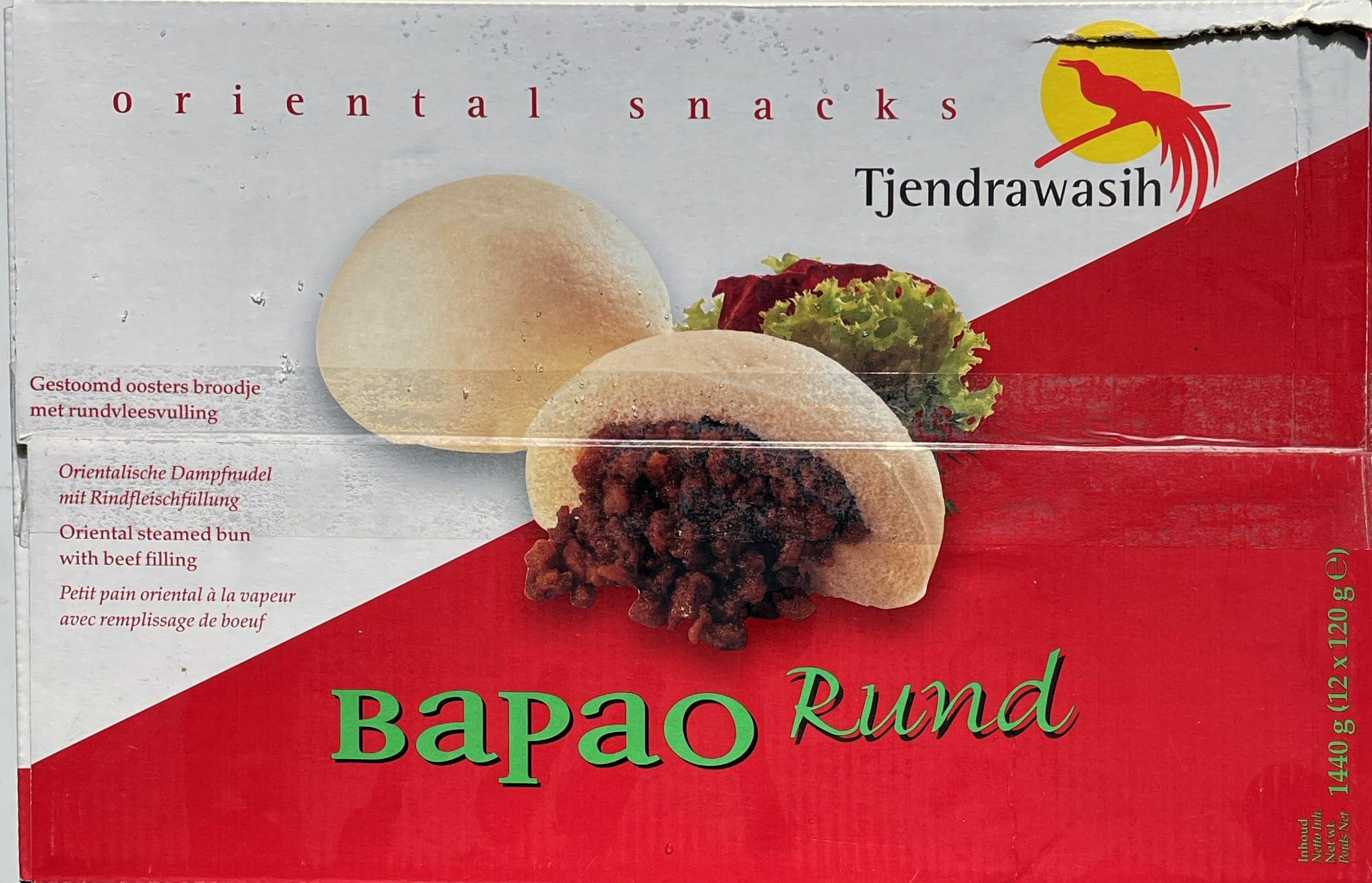 Bapao Tjendrawasih Rind 12 Dampfbröttchen Fleisch Brötchen für Warmwasser Bad oder Mikrowelle