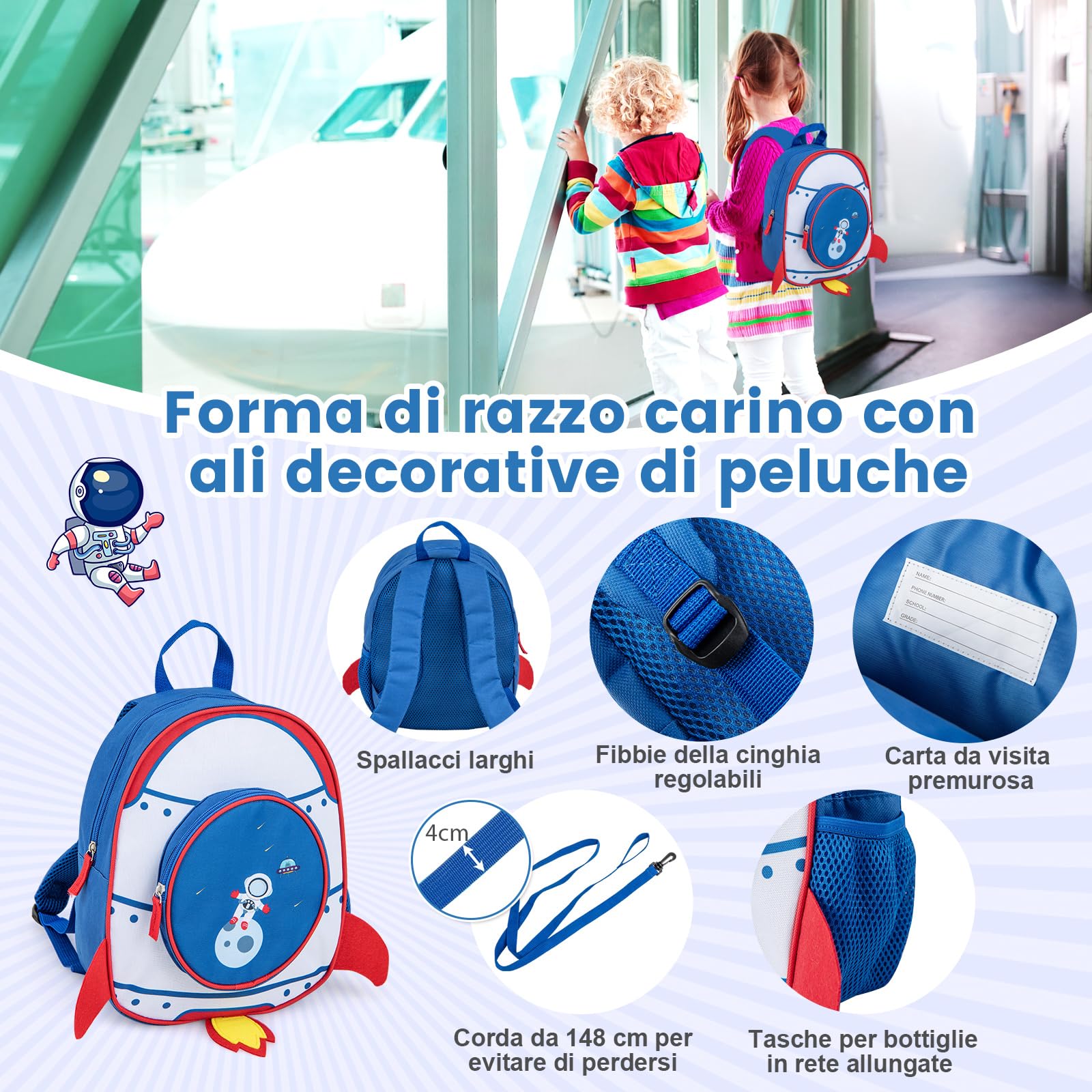 COSTWAY Valigia Cavalcabile per Bambini, 18" Valigia+ 12" Zaino,2 Pezzi, Trolley Bambini Bagaglio a Mano con Ruote Girevoli e Maniglia Retrattile, 2 Cingie Multiuso (Modello 4)