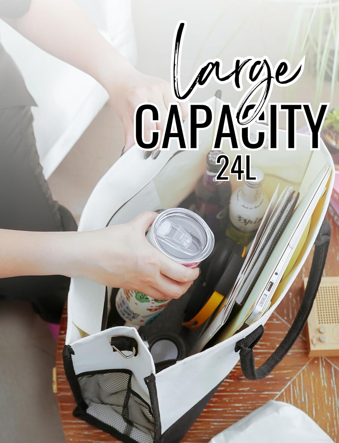 InnoBeta Anime Gifts for Women Canvas Tote Bag, Anime Gifts Tote with Top Zipper Closure and Shoulder Strap for Birthday, Mother's Day, Christmas - Image 6