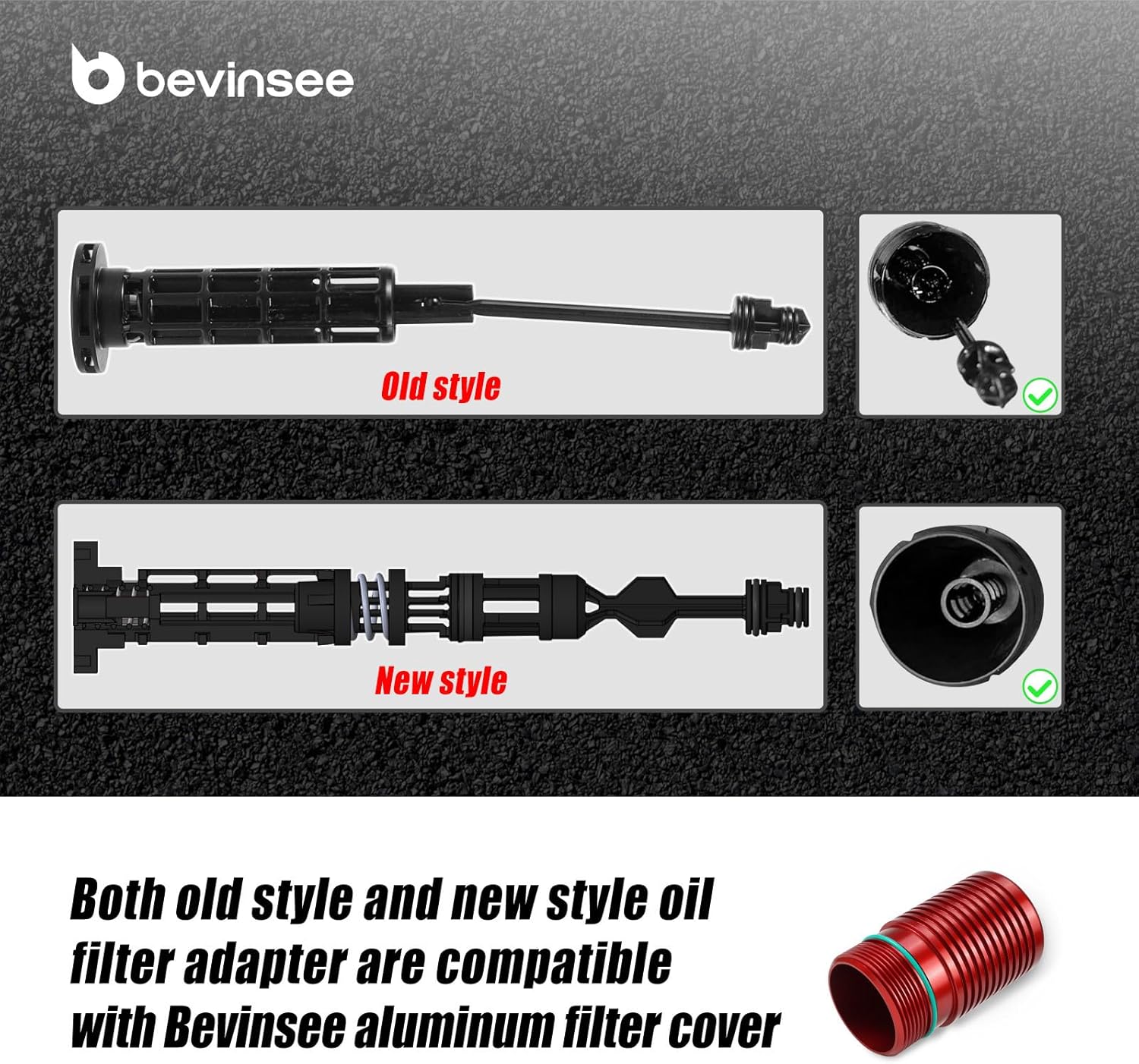 Bevinsee Oil Filtrar Housing Cover Cap Compatible with A3 S3 TT Compatible with VW EA888 Gen3/4 2.0T Engine Replace 06L115408 06L115401B Aluminum Red