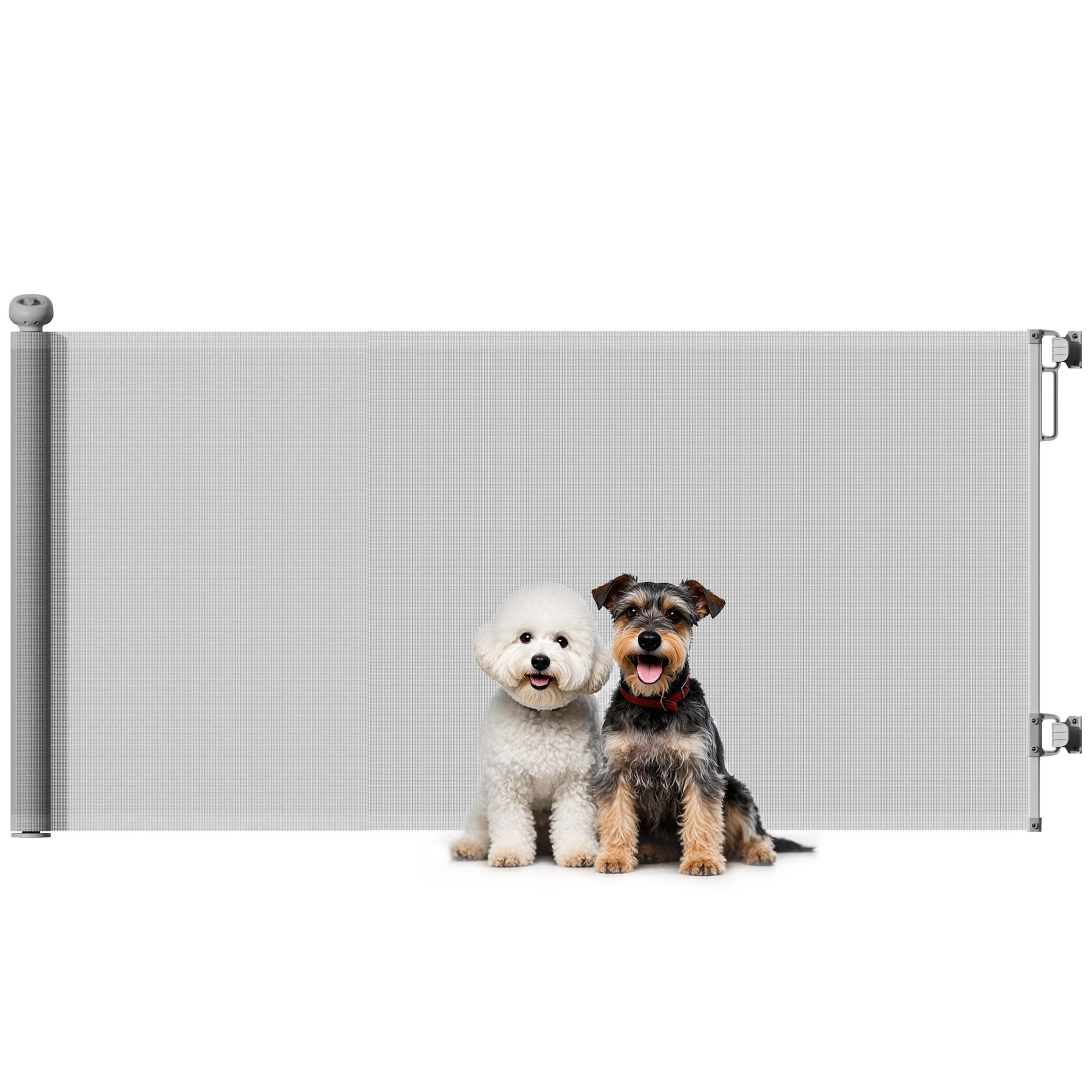 PawHut Retractable Stair Gate, Dog Gate Extends Up to 180 cm Wide, Grey | Extra Wide Dog Gate, for Doorways, Stairways, Hallways, Indoor and Outdoor