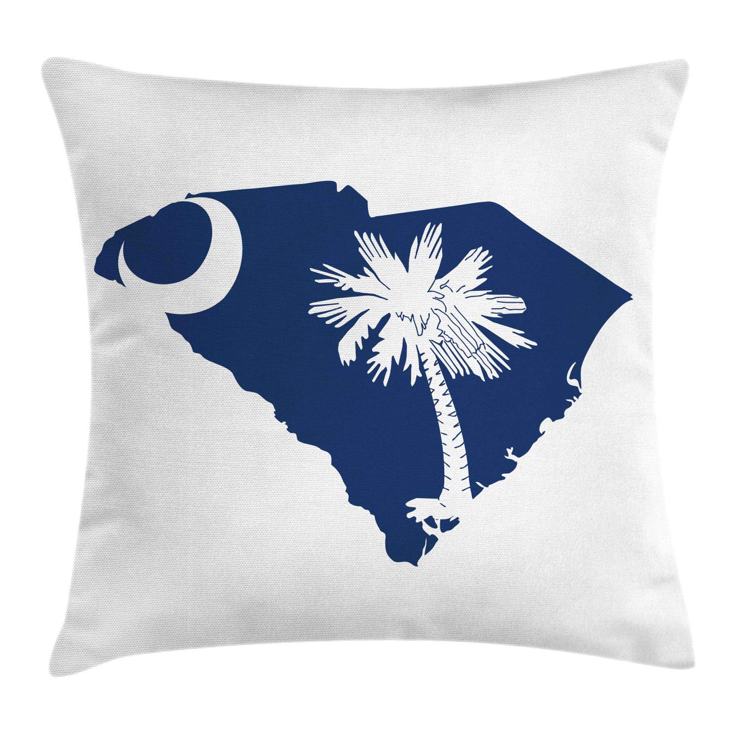 Throw Pillow Case 45X45cm Palmetto State Flag And Map Sabal Palm Tree And Crescent Square Pillowcase Decor Design Pillow Case Durable Pillow Covers For Daughter, Best Friend, Sisters