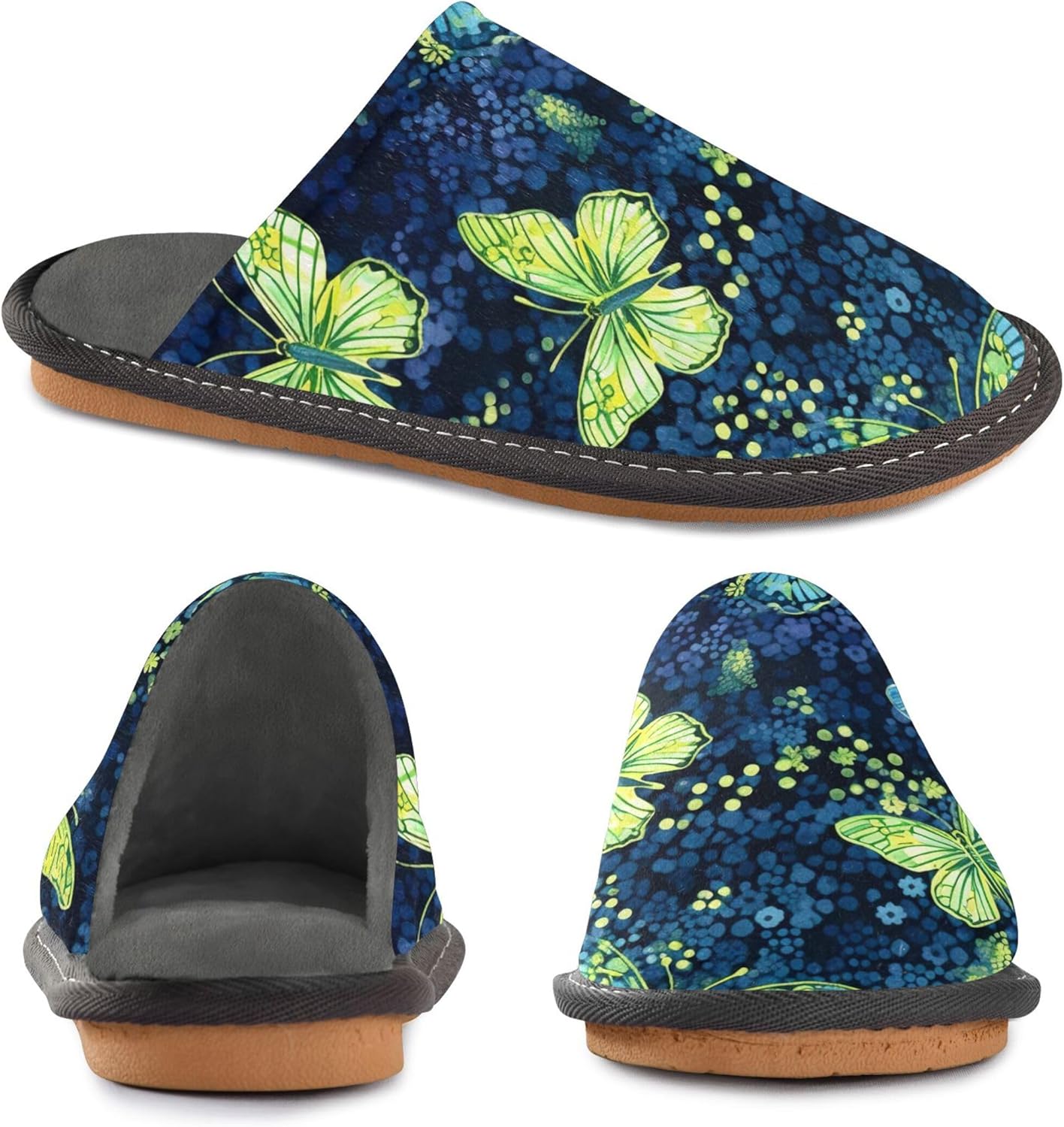 Butterfly House Slippers – Cozy Fuzzy Slippers for Guests, Washable & Disposable, Perfect for Shoeless Home, Spa & Hotel Use A110487