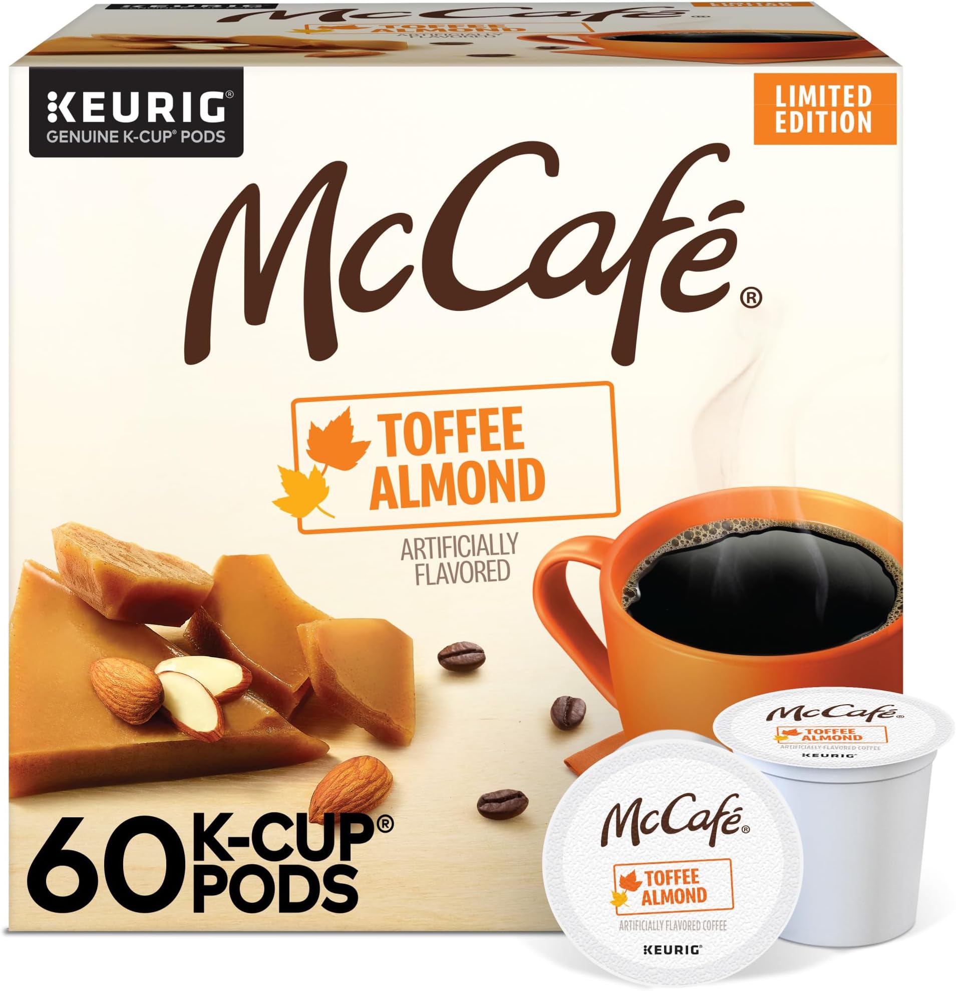 McCafe Toffee Almond Coffee, Keurig Single Serve K-Cup Pods, 60 Count
