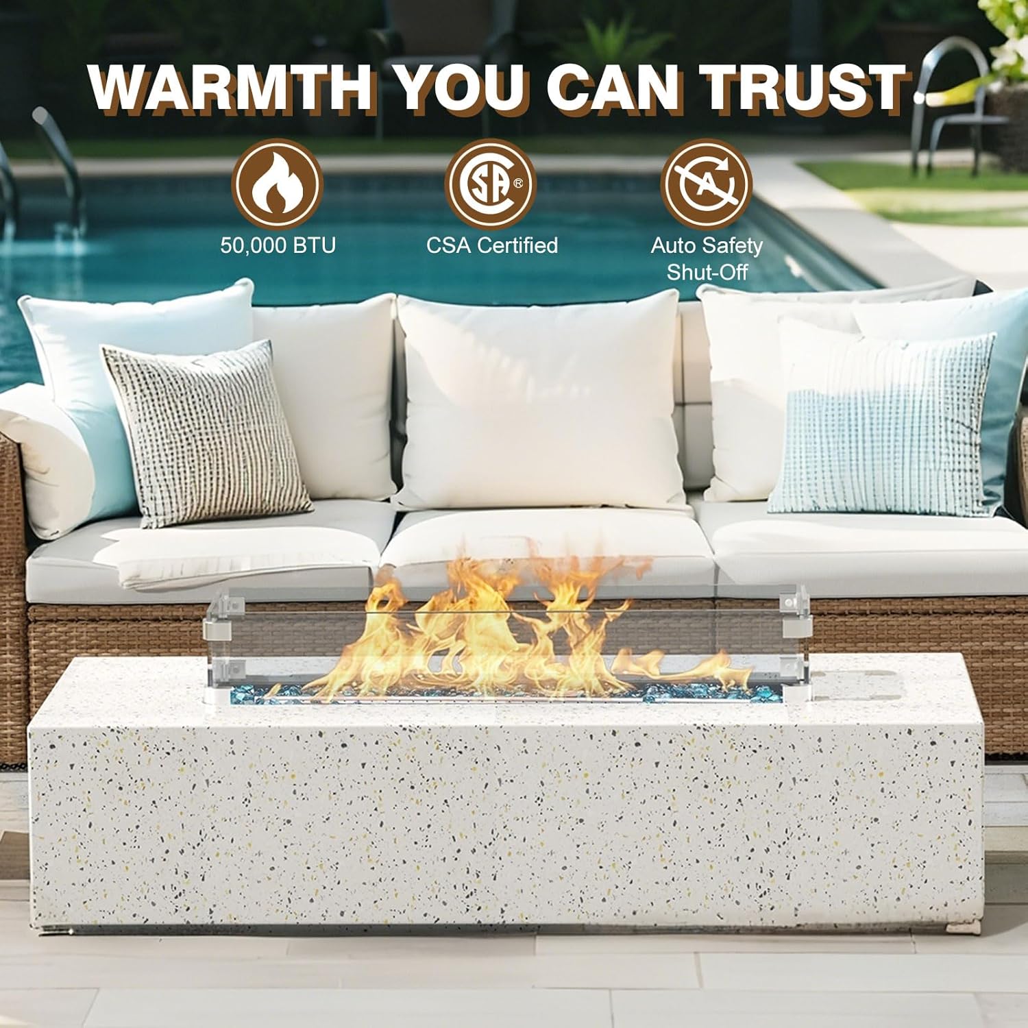 3-Piece Outdoor Propane Fire Pit Table Set