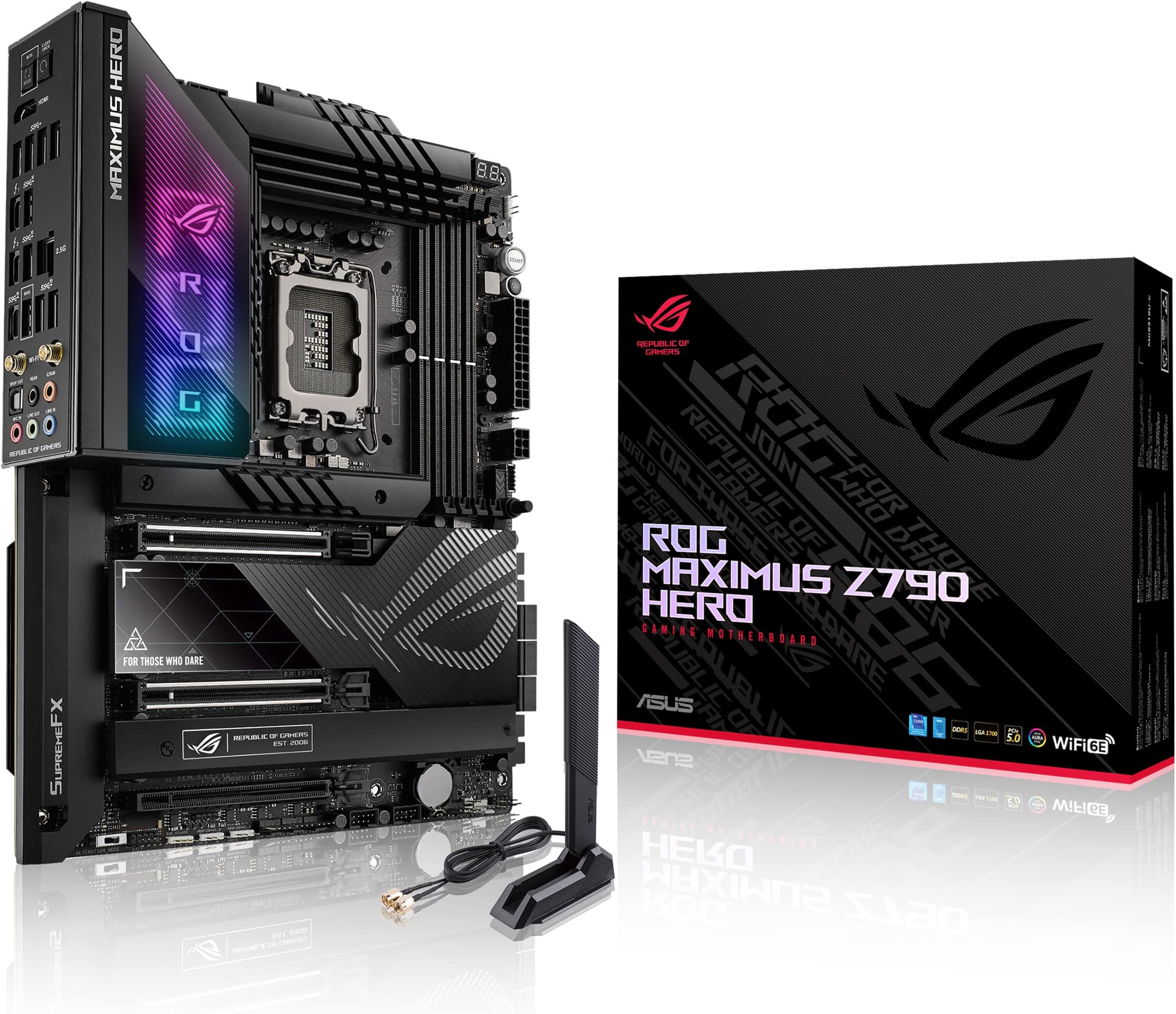 ROG Maximus Z790 Hero WiFi6E LGA 1700(Intel 14th,13th&12th Gen) ATX gaming motherboard(PCIe 5.0,DDR5,20+1power stages,2.5Gb LAN, Bluetooth V5.2,2x Thunderbolt 4 ports,5xM.2, Thunderbolt 4/USB4)