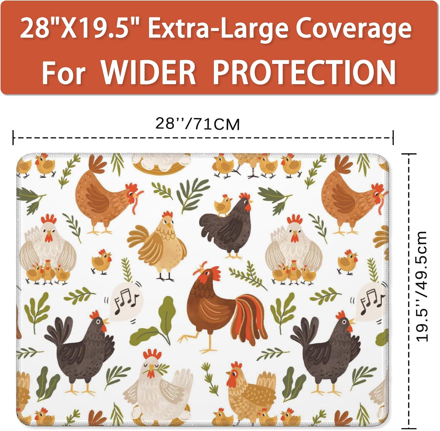 Roosters Chickens Hens Stove Top Covers,Plants Leaf Stove Cover,Anti-Slip Heat Resistant Glass Cooktop Covers,Kitchen Stovetop Protector Mat,Waterproof Countertop Protector (28"x19.5") thumbnail