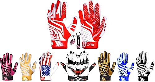 LYRX Guantes profesionales receptores de fútbol con palma de silicona óptima, control de agarre antideslizante, ultra adherente, guantes deportivos