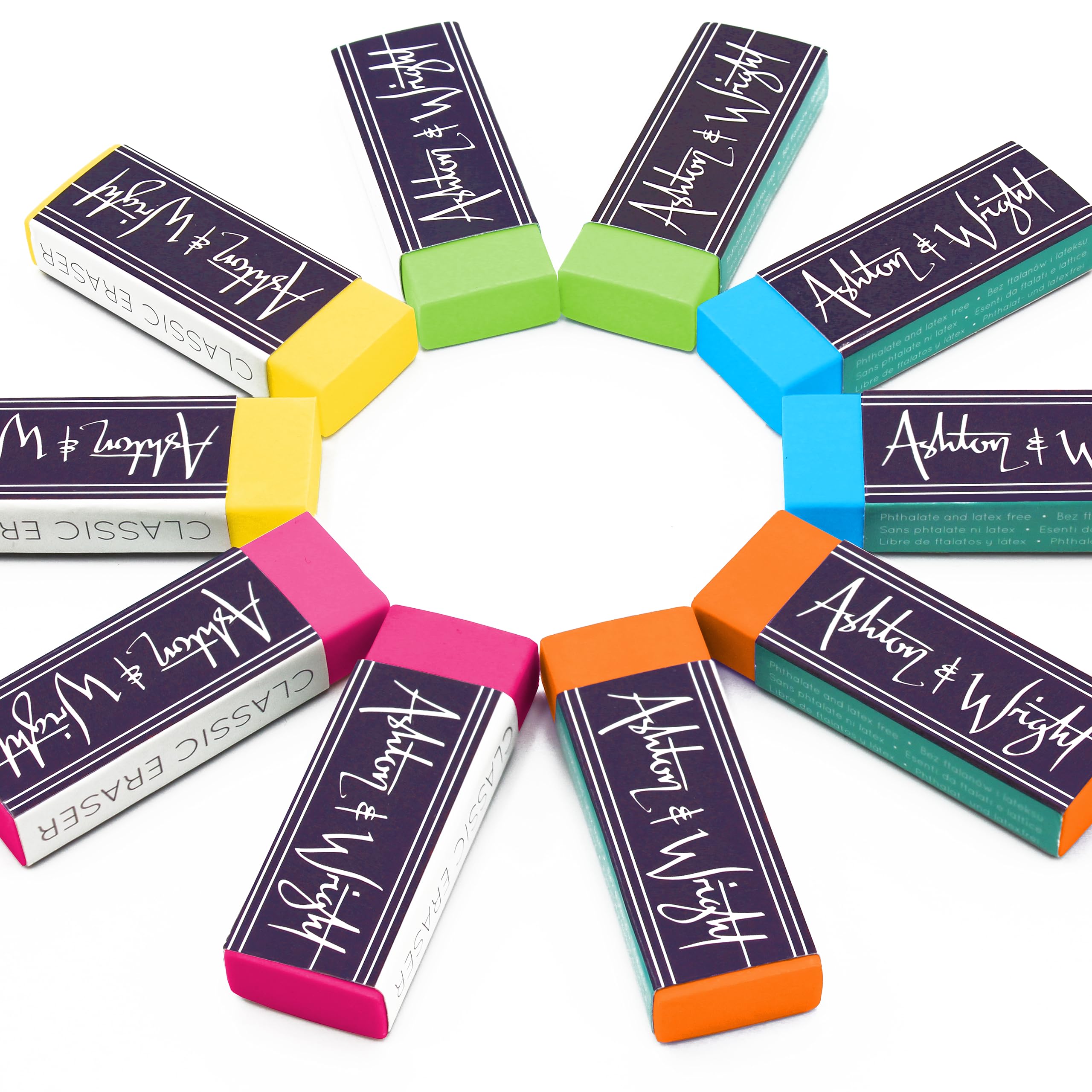 Ashton and Wright - Classic Eraser - Latex Free Plastic Rubber (Tropical Neon, Pack of 10)