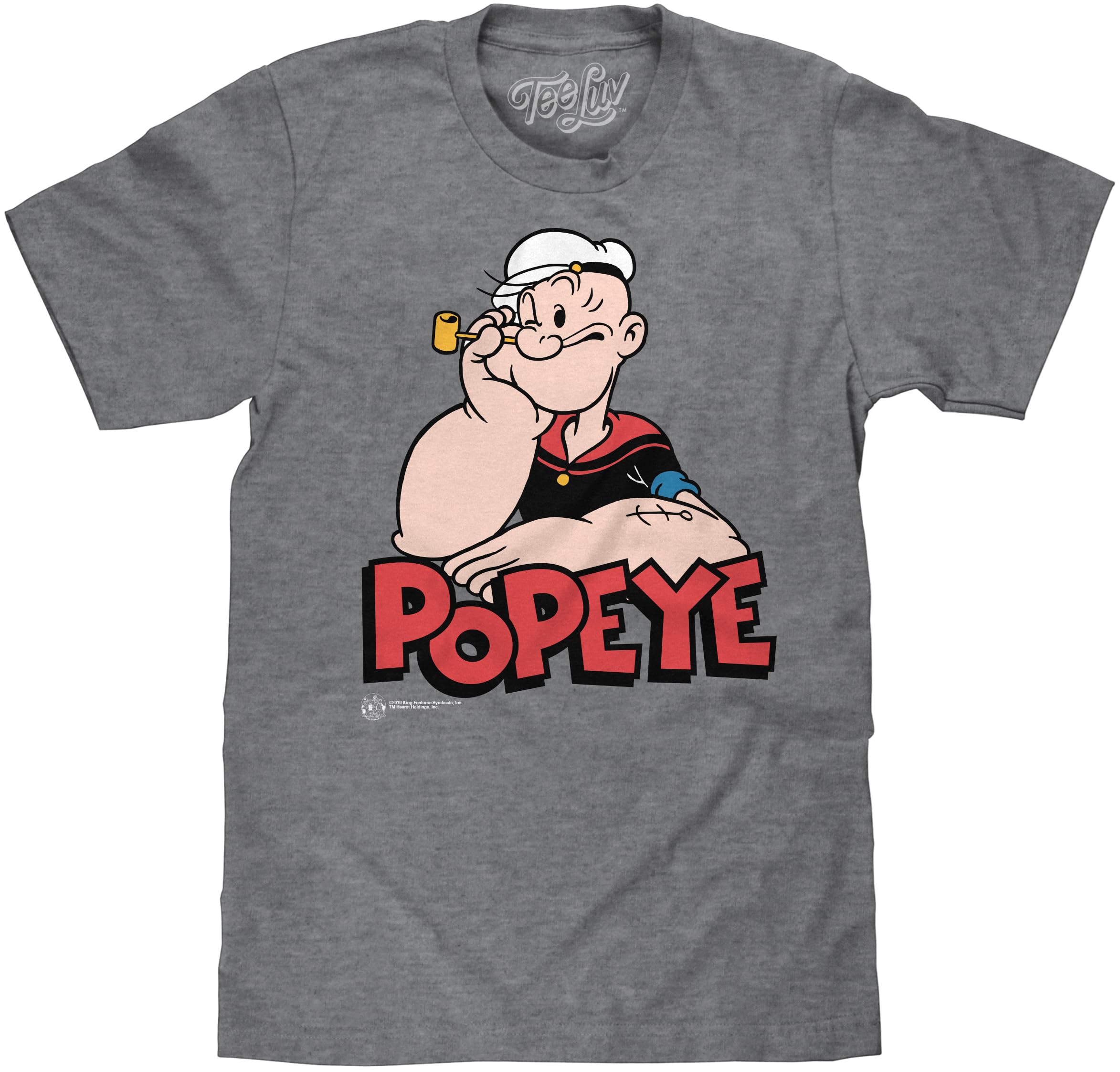Tee Luv Men's Retro Popeye Cartoon Character Shirt, Graphite
