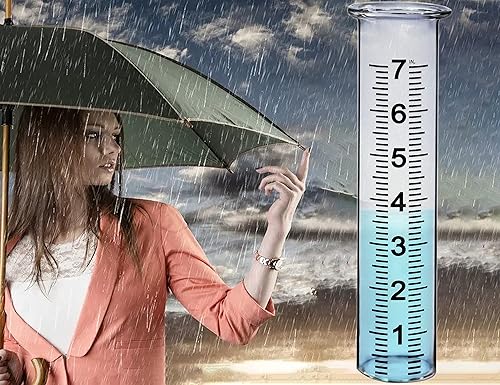 Miniatura 6 de BIUWING Tubo de repuesto para medidor de lluvia de vidrio de 7 pulgadas de capacidad para exteriores, patio, jardín con labio, mejor calificado,