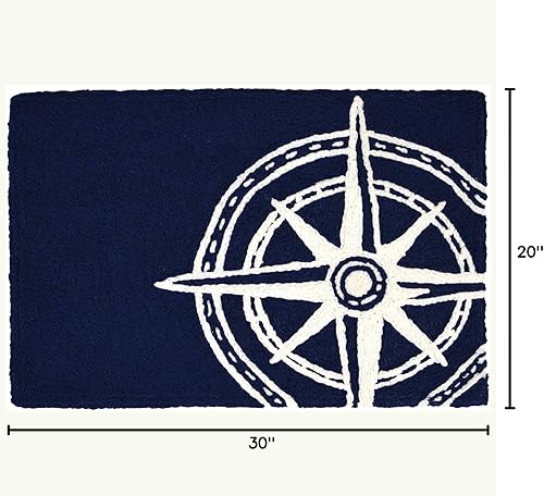 Miniatura 2 de Jellybean Alfombra decorativa de brújula azul marino para interiores y exteriores, 20 x 30 pulgadas